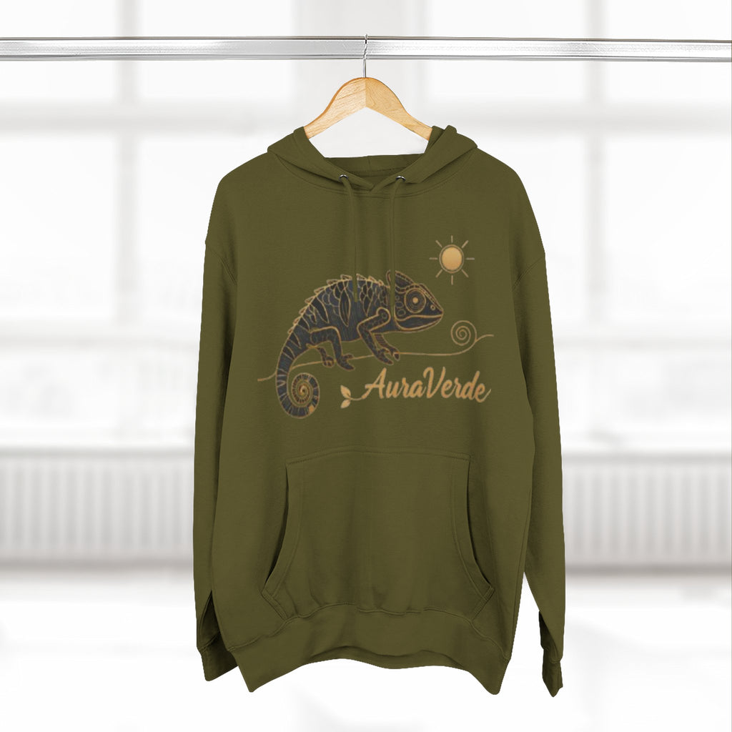 AuraVerde Chameleon Fleece Hoodie | Coastal Nature Unisex Sweatshirt