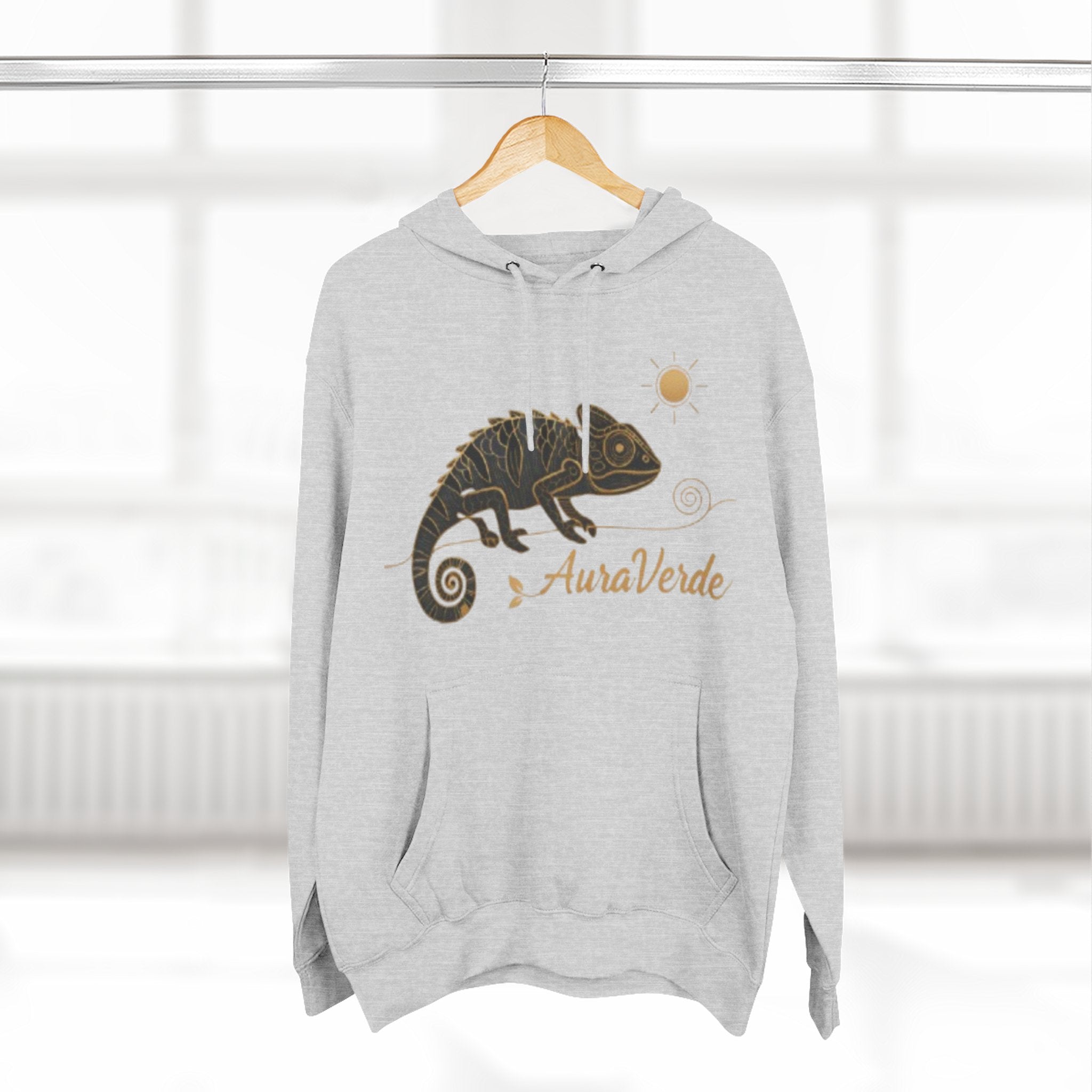 AuraVerde Chameleon Fleece Hoodie | Coastal Nature Unisex Sweatshirt