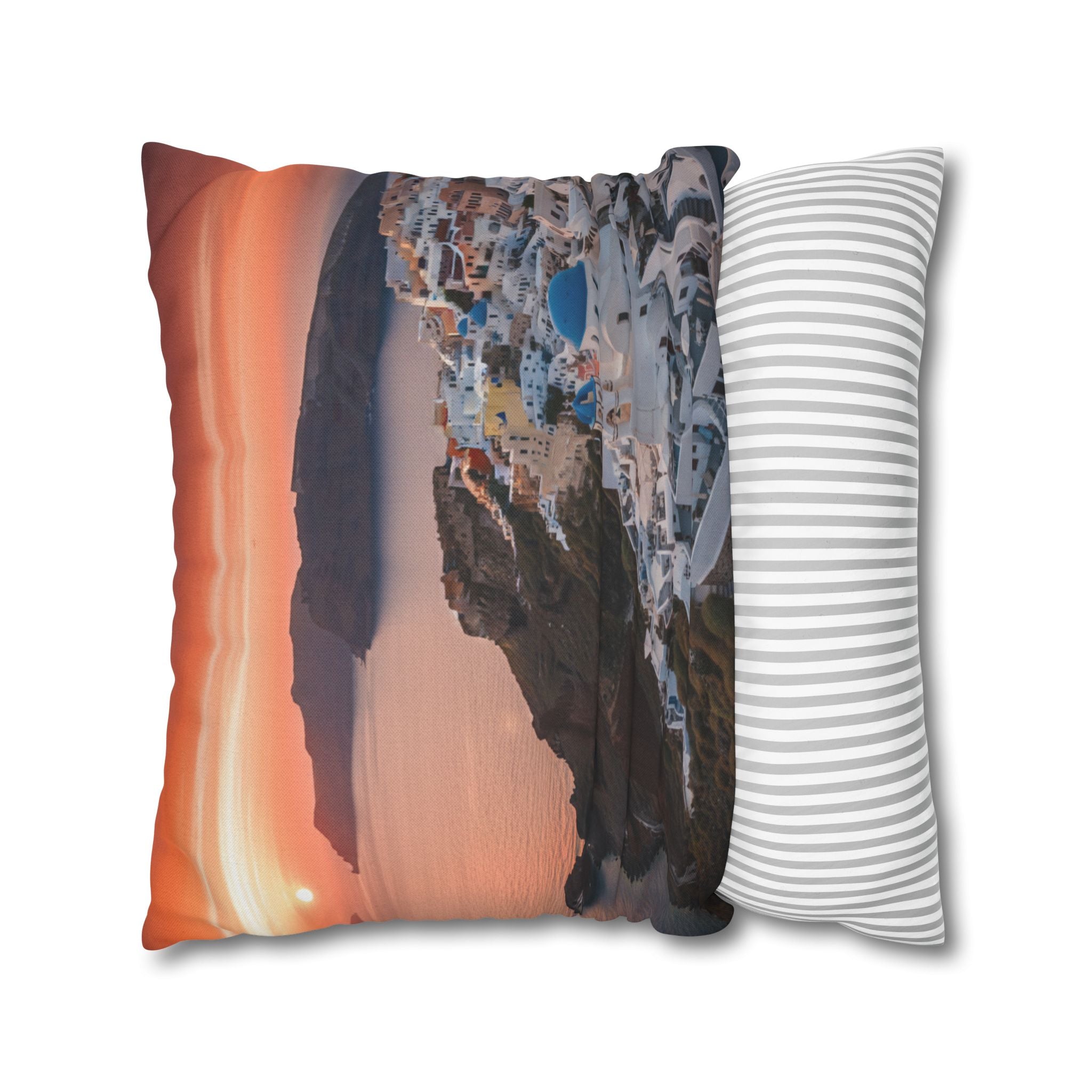 AuraVerde | Santorini Sunset — Decorative Throw Pillow