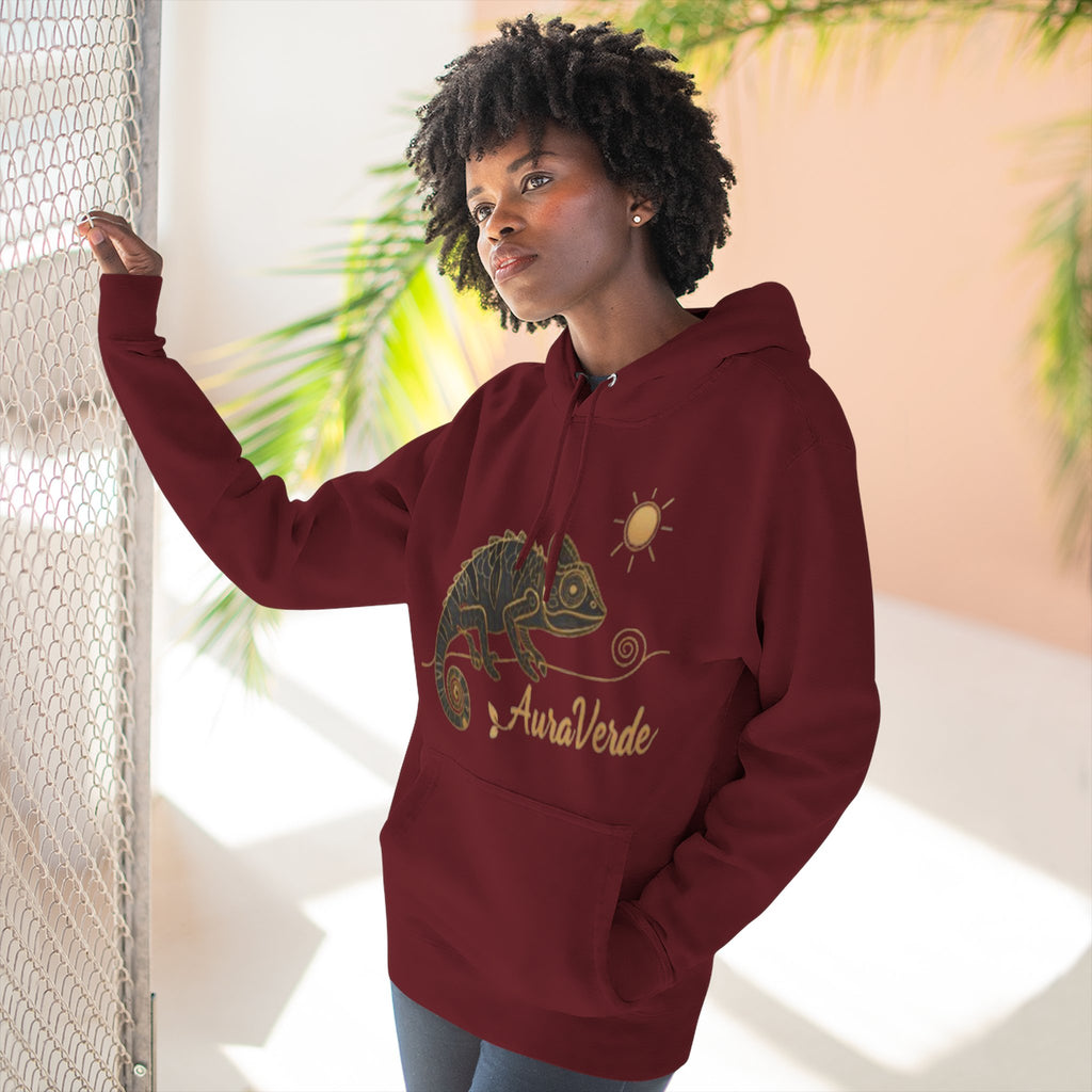 AuraVerde Chameleon Fleece Hoodie | Coastal Nature Unisex Sweatshirt