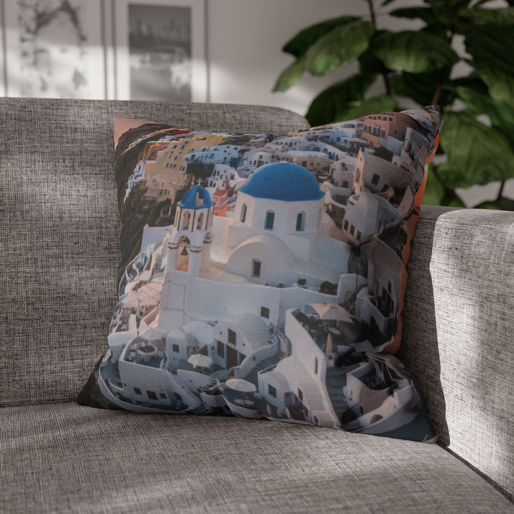 AuraVerde | Santorini Sunset — Decorative Throw Pillow