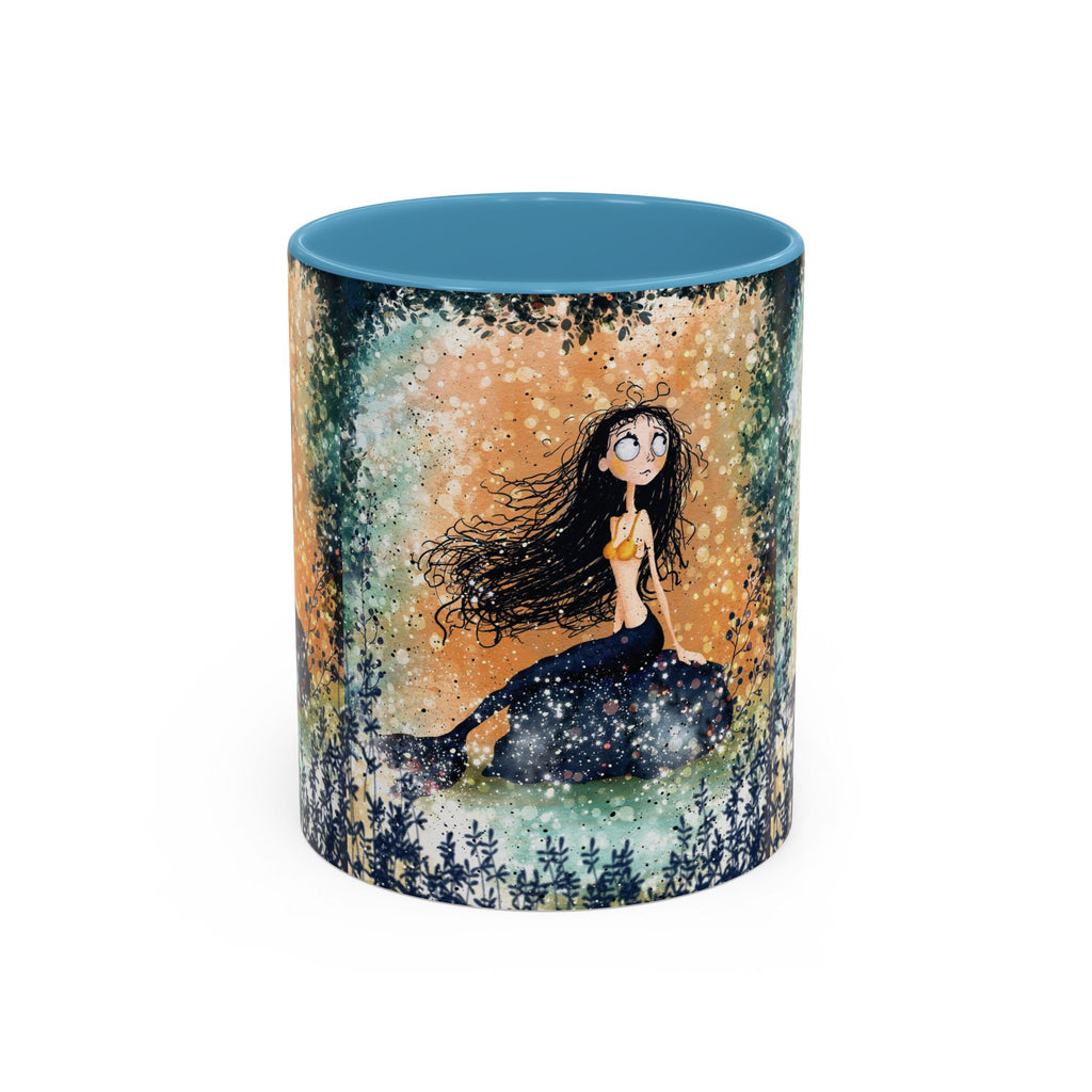 Mermaid Nightscape Accent Coffee Mug — Whimsical Ocean Fantasy Art (11/15 oz)