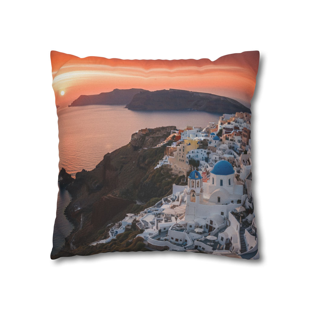 AuraVerde | Santorini Sunset — Decorative Throw Pillow