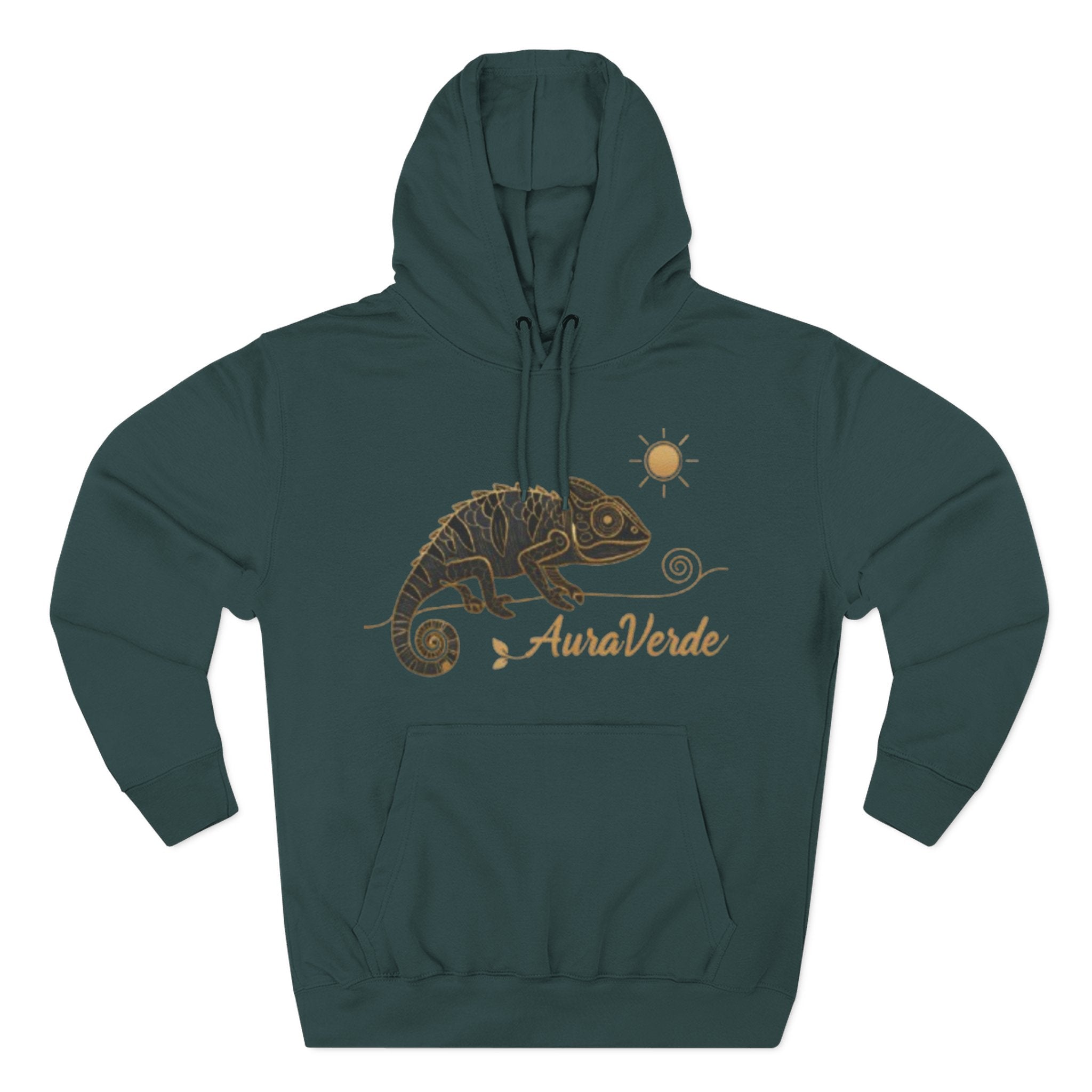 AuraVerde Chameleon Fleece Hoodie | Coastal Nature Unisex Sweatshirt