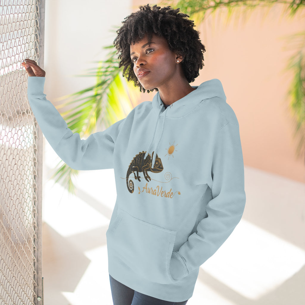 AuraVerde Chameleon Fleece Hoodie | Coastal Nature Unisex Sweatshirt