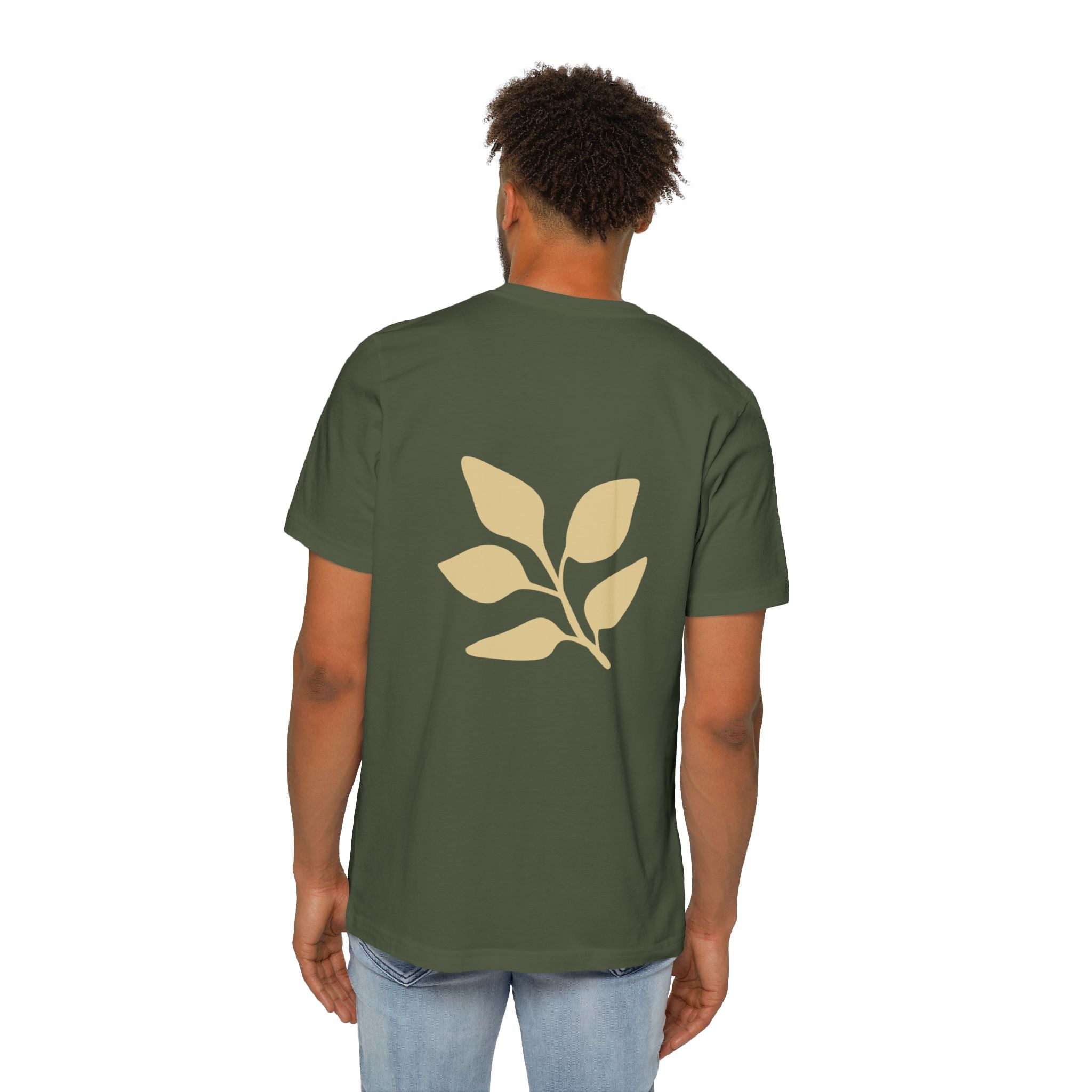 AuraVerde Joyful Leaf Script Tee | Whimsical Nature Graphic Shirt