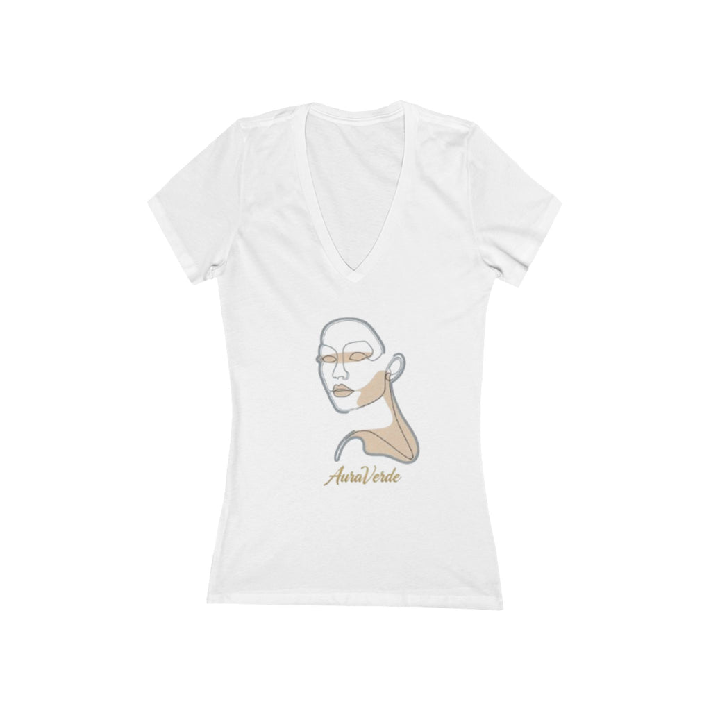 AuraVerde Visage Line Art V-Neck Tee