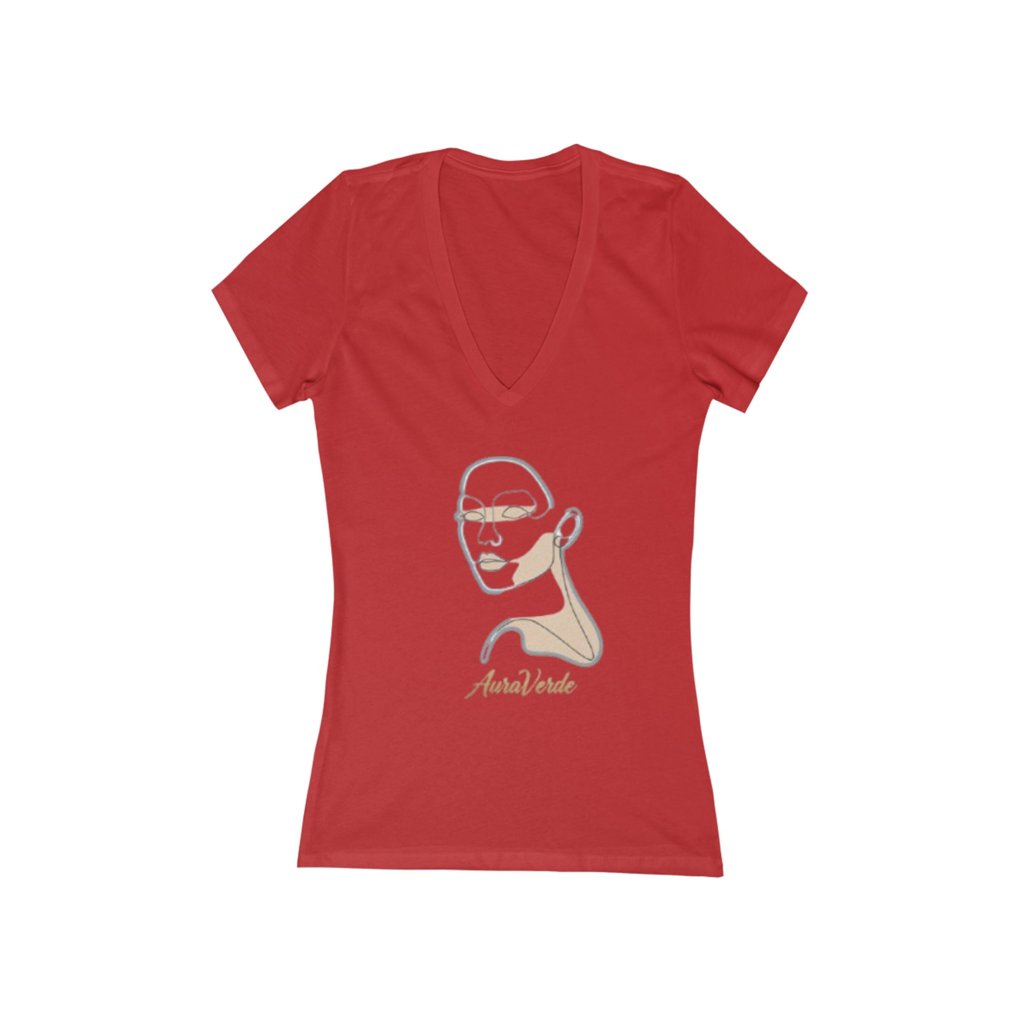 AuraVerde Visage Line Art V-Neck Tee