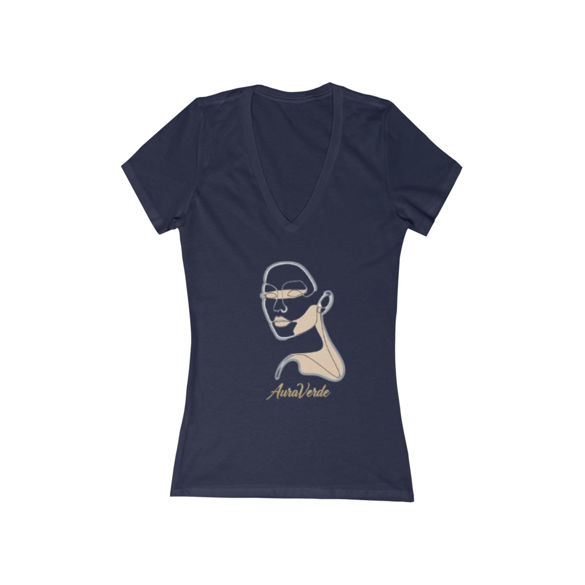 AuraVerde Visage Line Art V-Neck Tee
