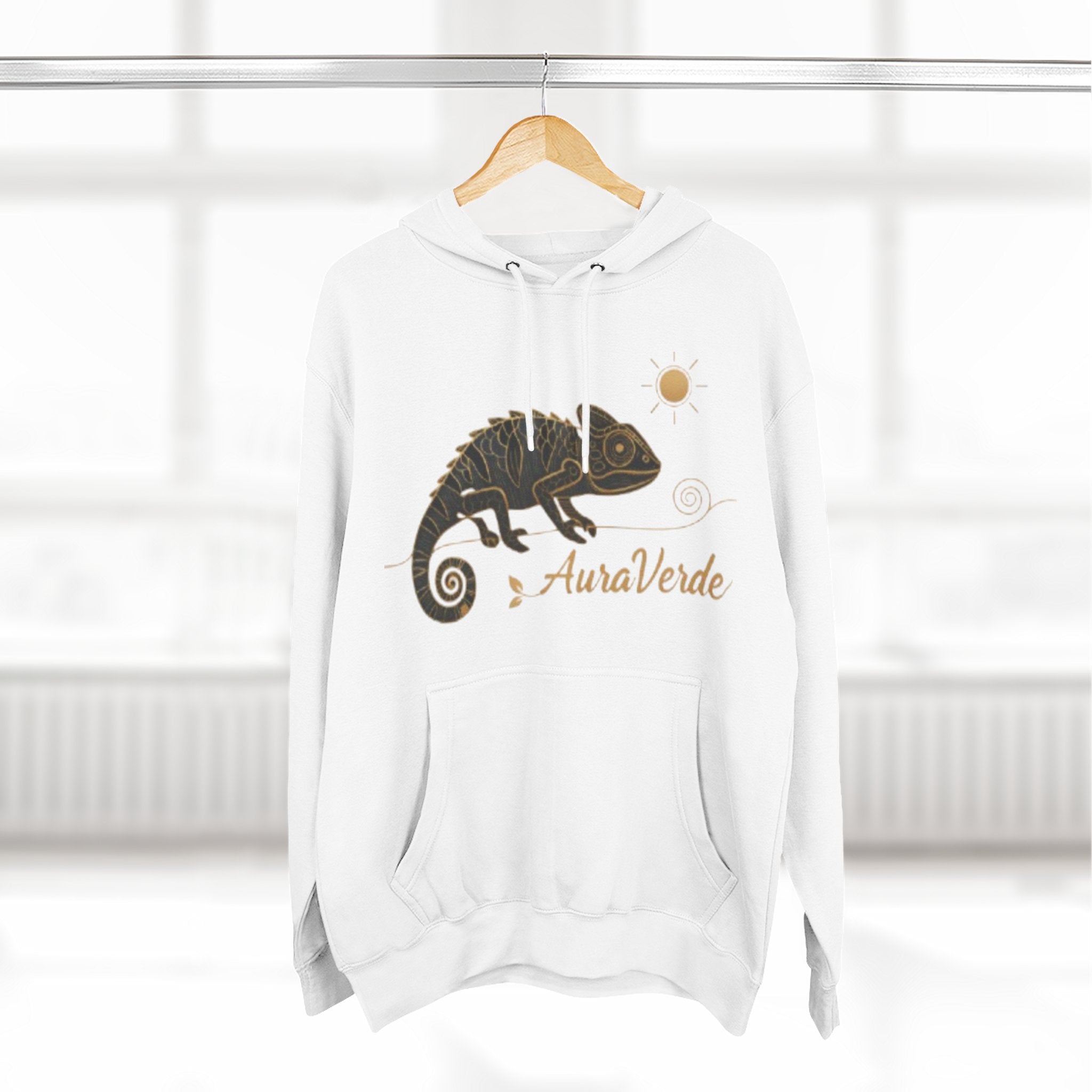AuraVerde Chameleon Fleece Hoodie | Coastal Nature Unisex Sweatshirt