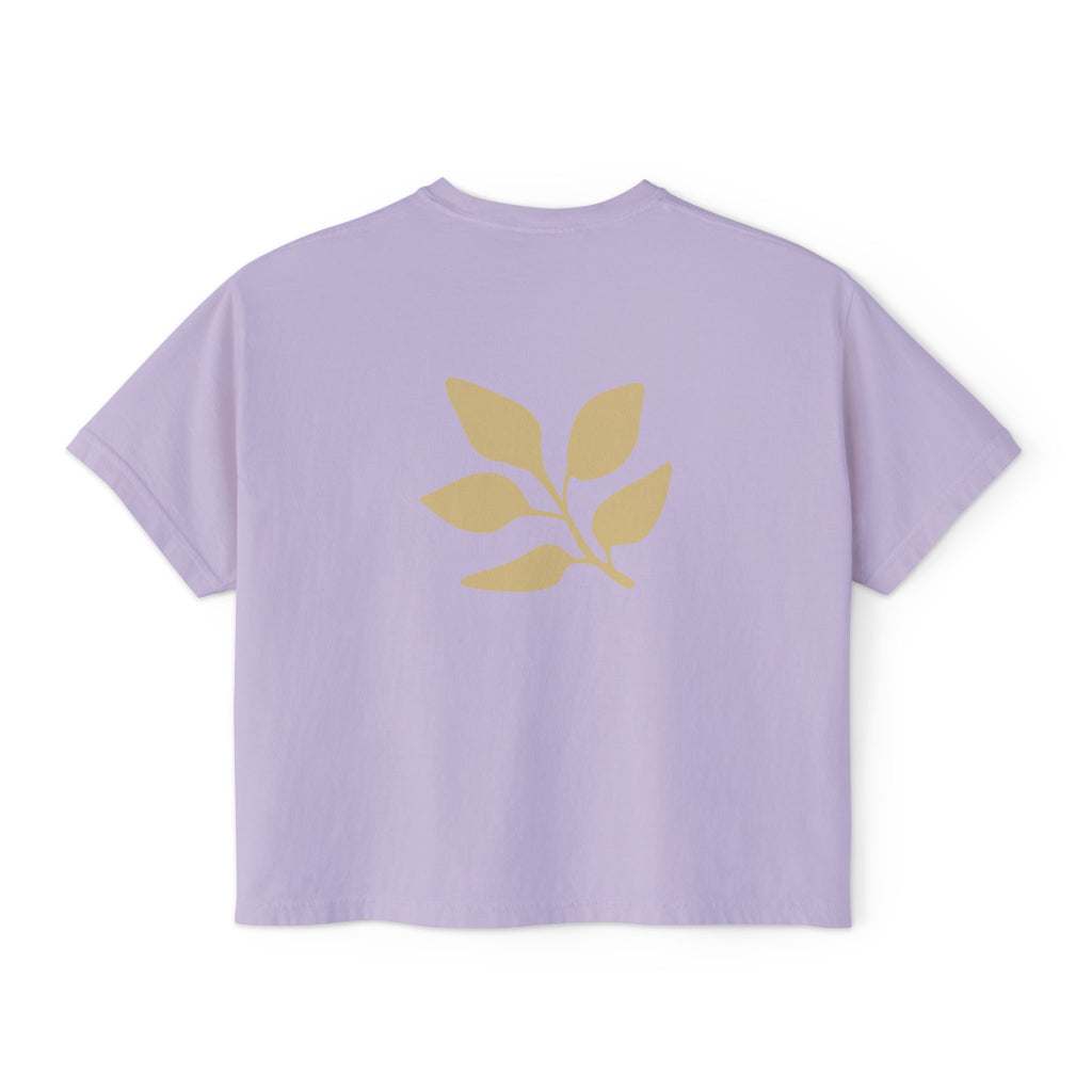 AuraVerde Joyful Leaf Boxy Tee | Oversized Botanical Art Shirt