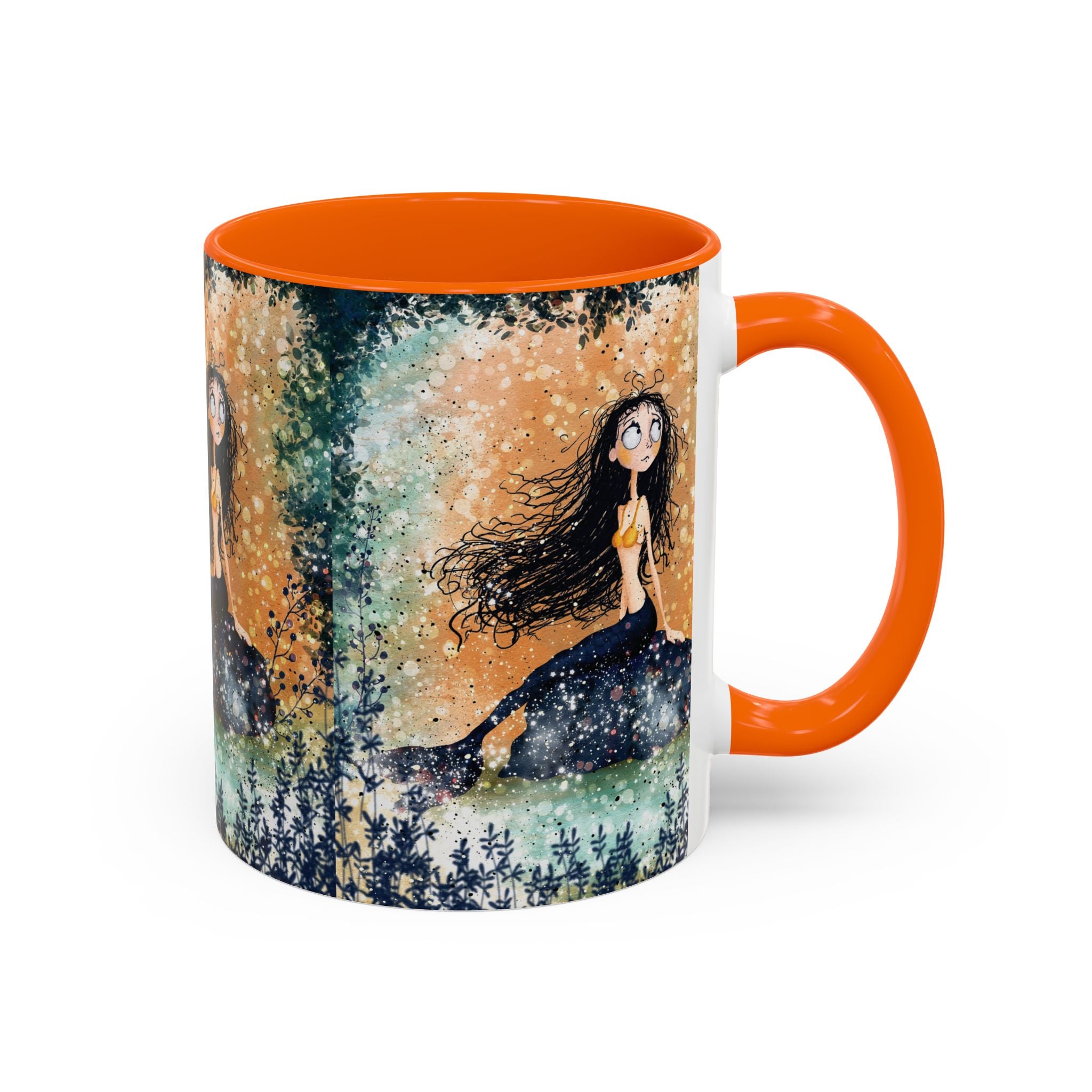 Mermaid Nightscape Accent Coffee Mug — Whimsical Ocean Fantasy Art (11/15 oz)