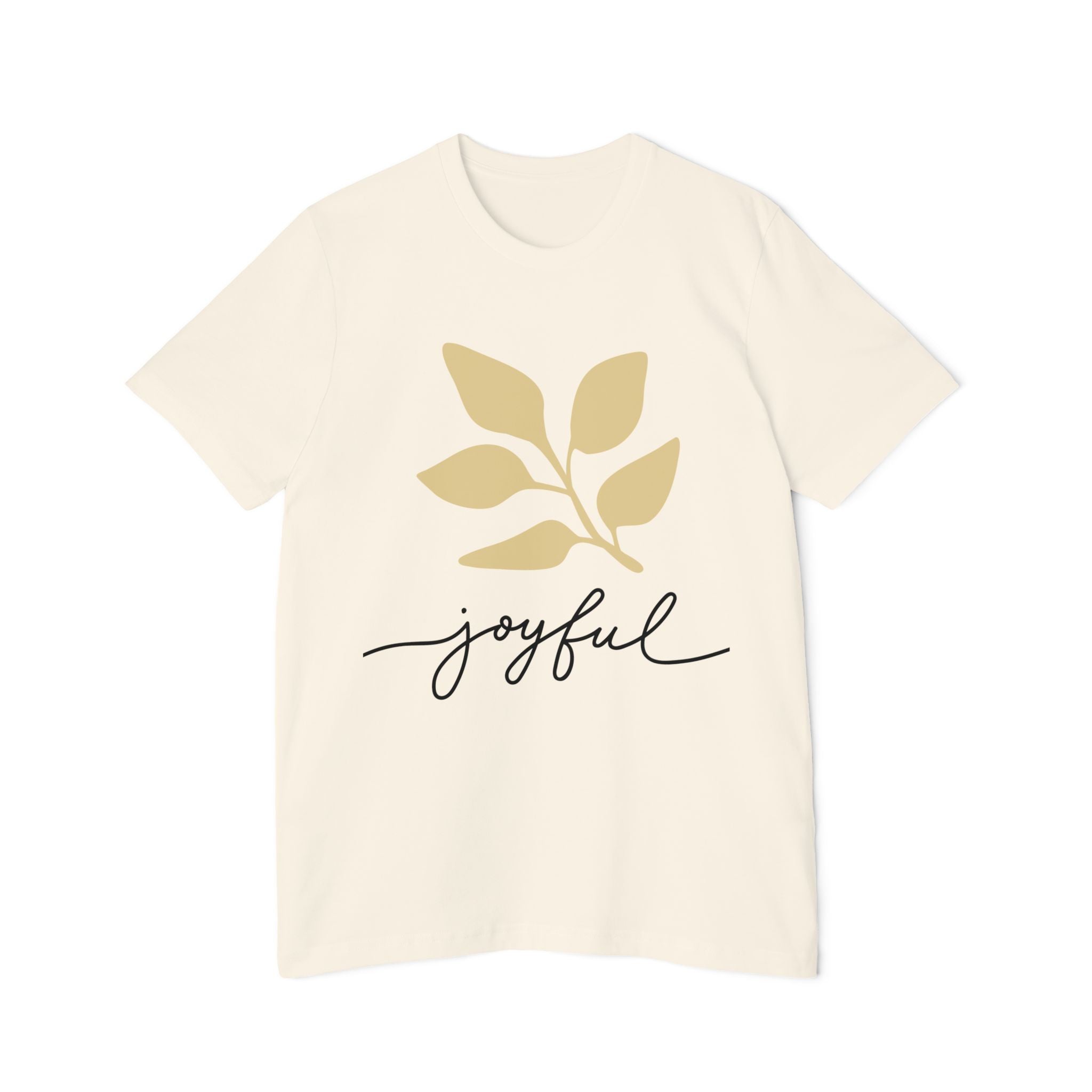 AuraVerde Joyful Leaf Script Tee | Whimsical Nature Graphic Shirt