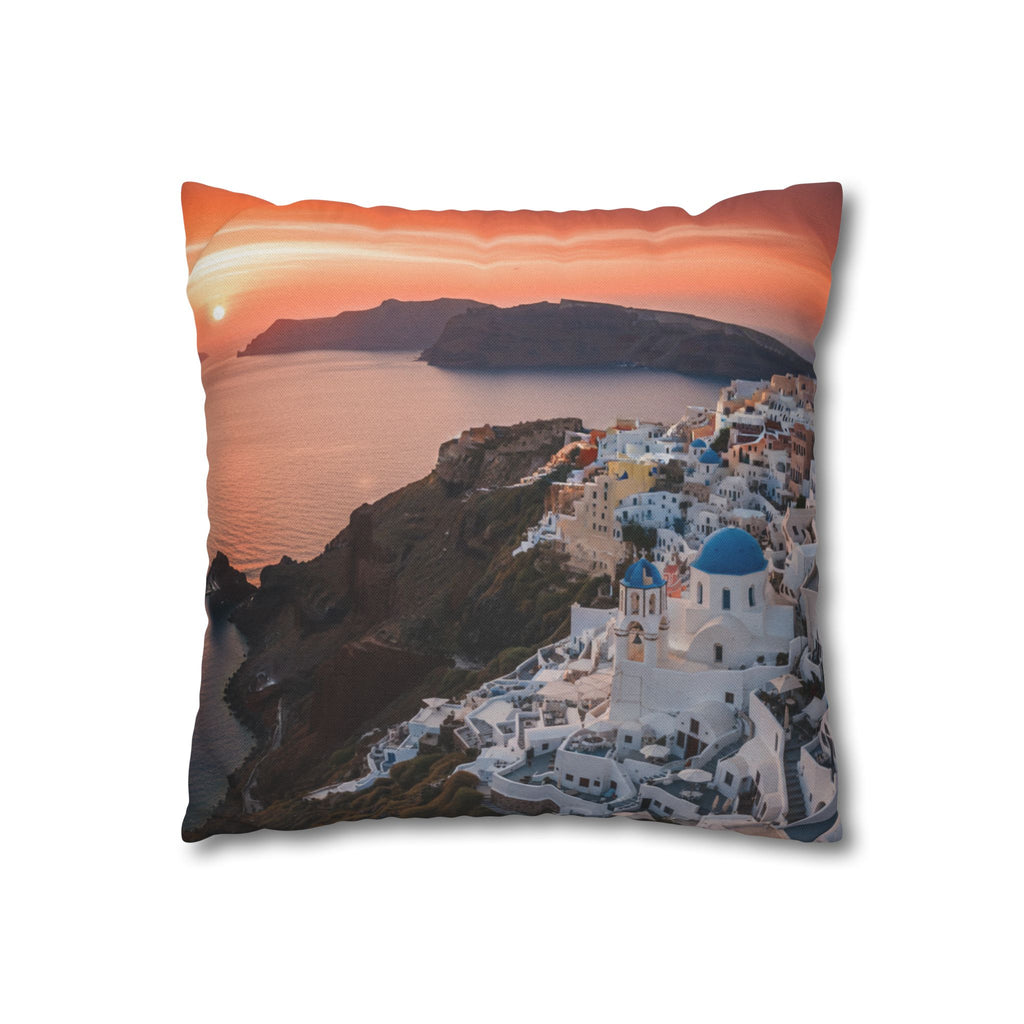 AuraVerde | Santorini Sunset — Decorative Throw Pillow