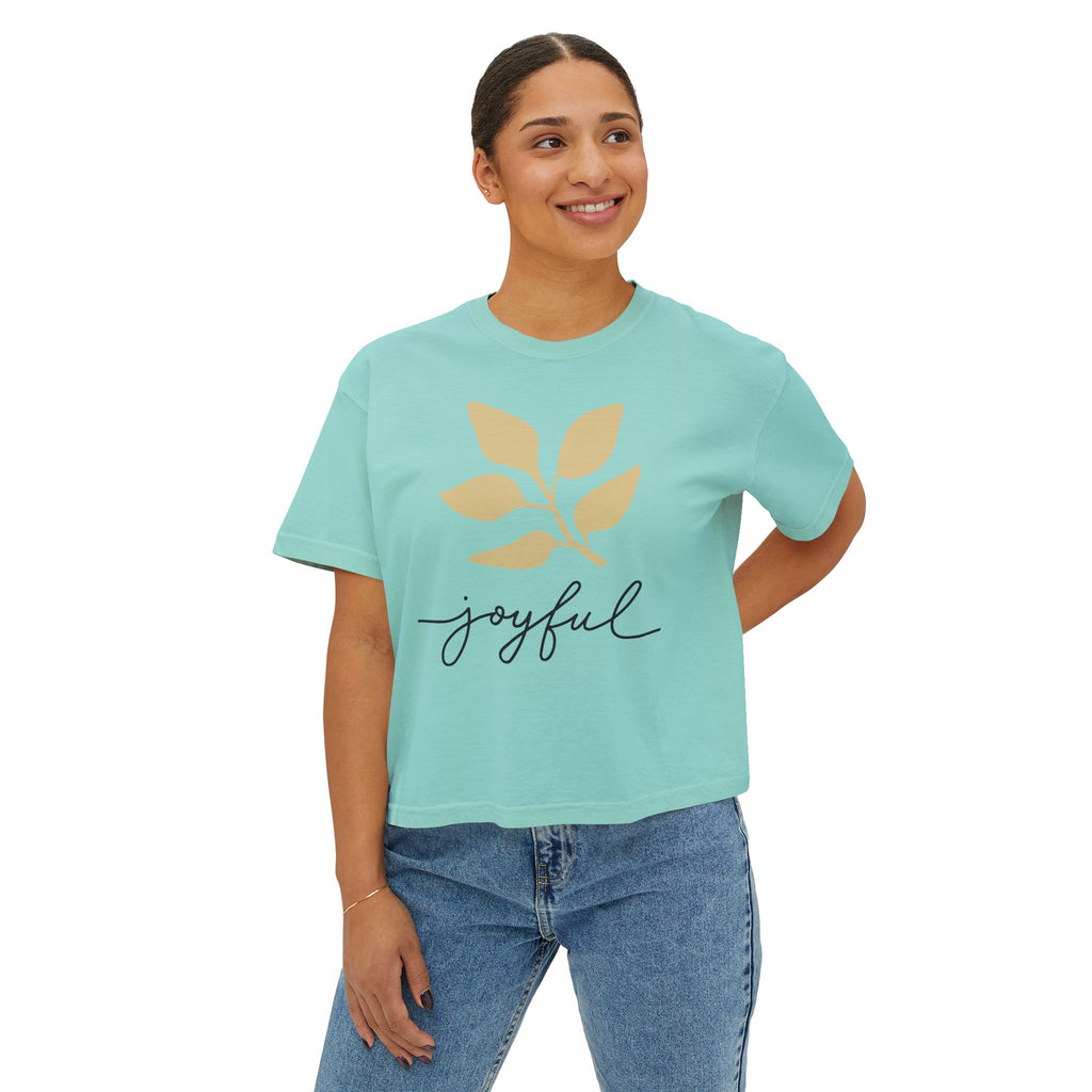 AuraVerde Joyful Leaf Boxy Tee | Oversized Botanical Art Shirt