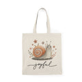 AuraVerde Joyful Snail Canvas Tote Bag | Whimsical Art Eco Bag