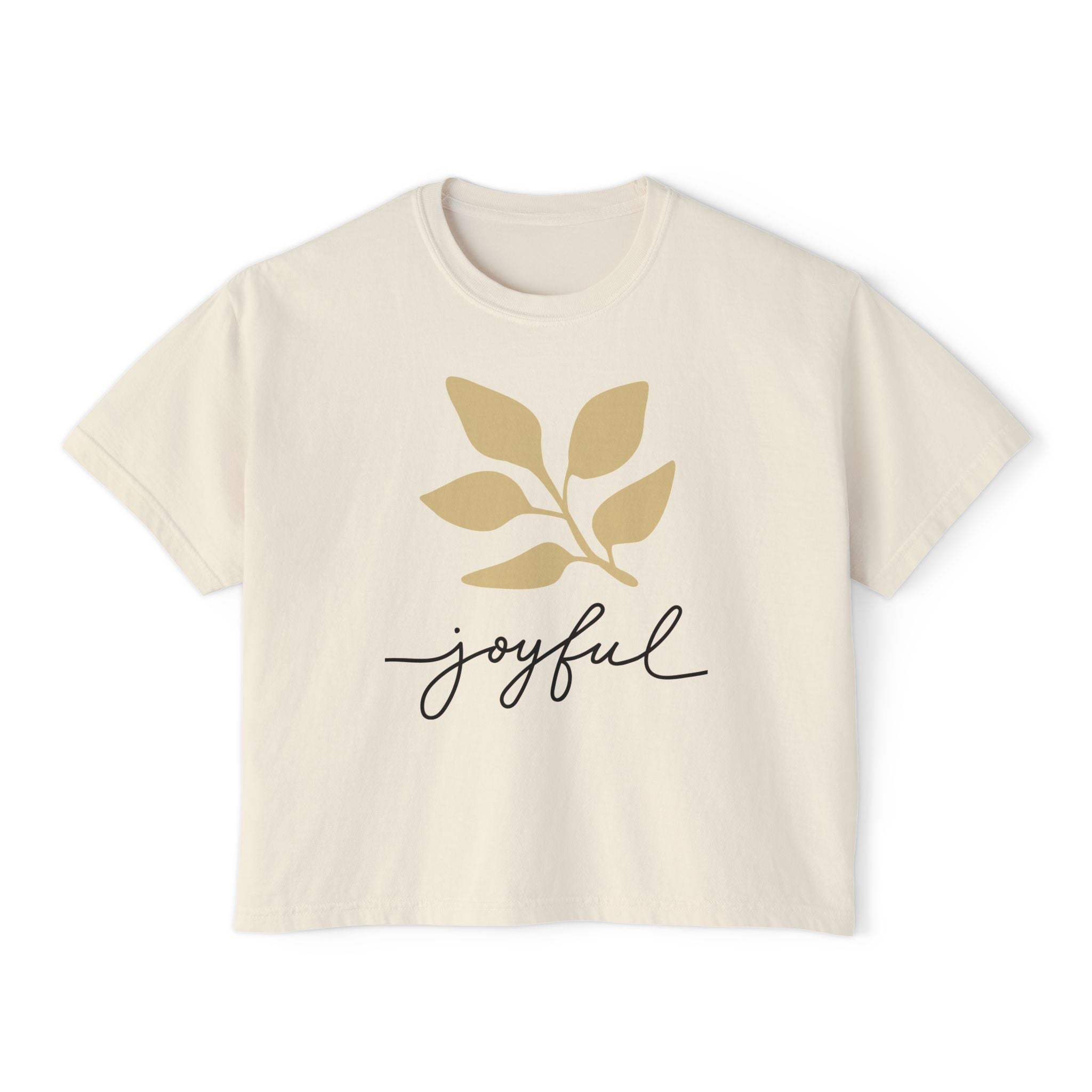 AuraVerde Joyful Leaf Boxy Tee | Oversized Botanical Art Shirt