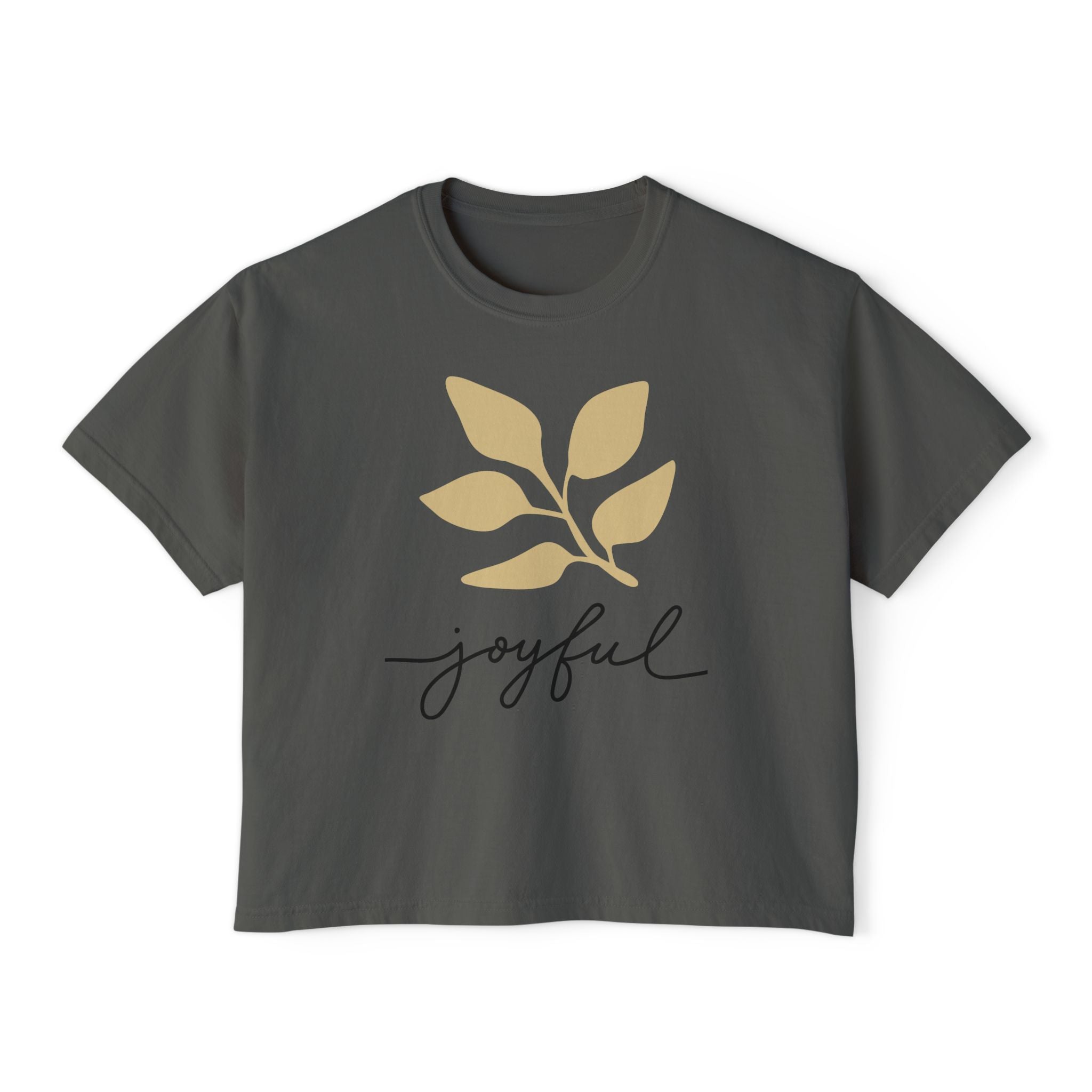 AuraVerde Joyful Leaf Boxy Tee | Oversized Botanical Art Shirt