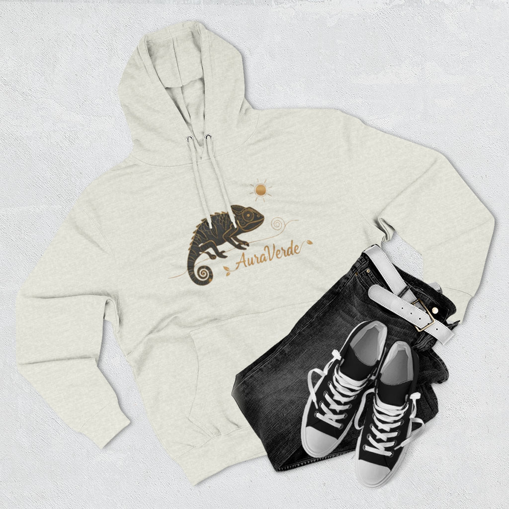 AuraVerde Chameleon Fleece Hoodie | Coastal Nature Unisex Sweatshirt