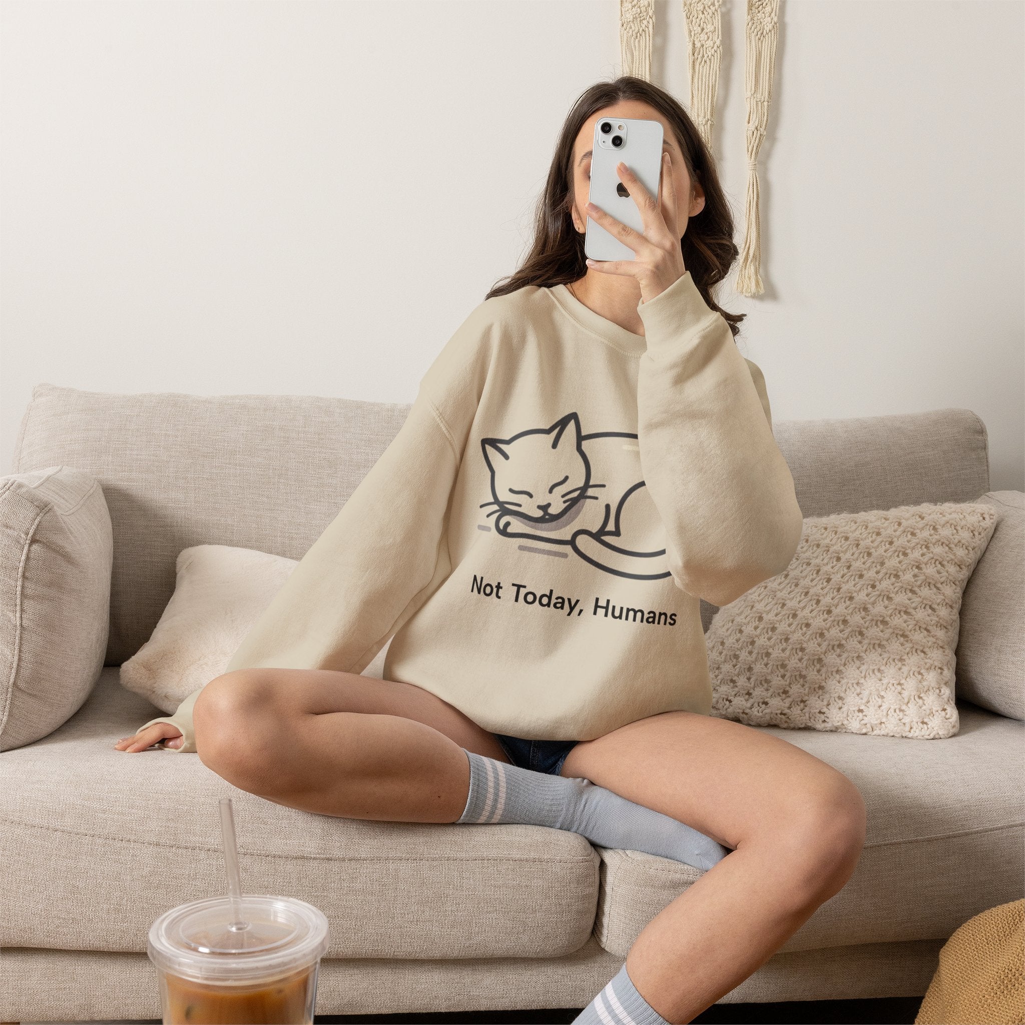 Sleeping Cat Sweatshirt | Not Today, Humans