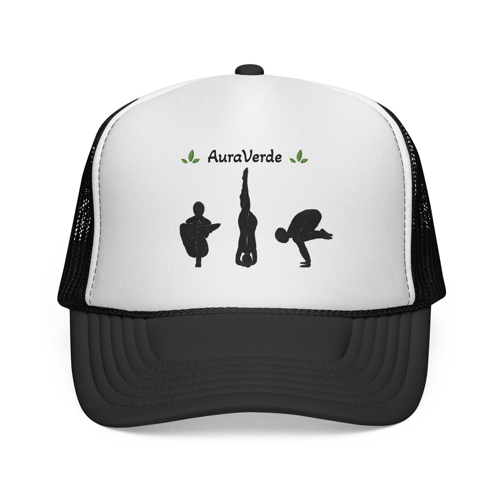 AuraVerde Yoga Trucker Hat | Silhouette Poses Mesh Cap
