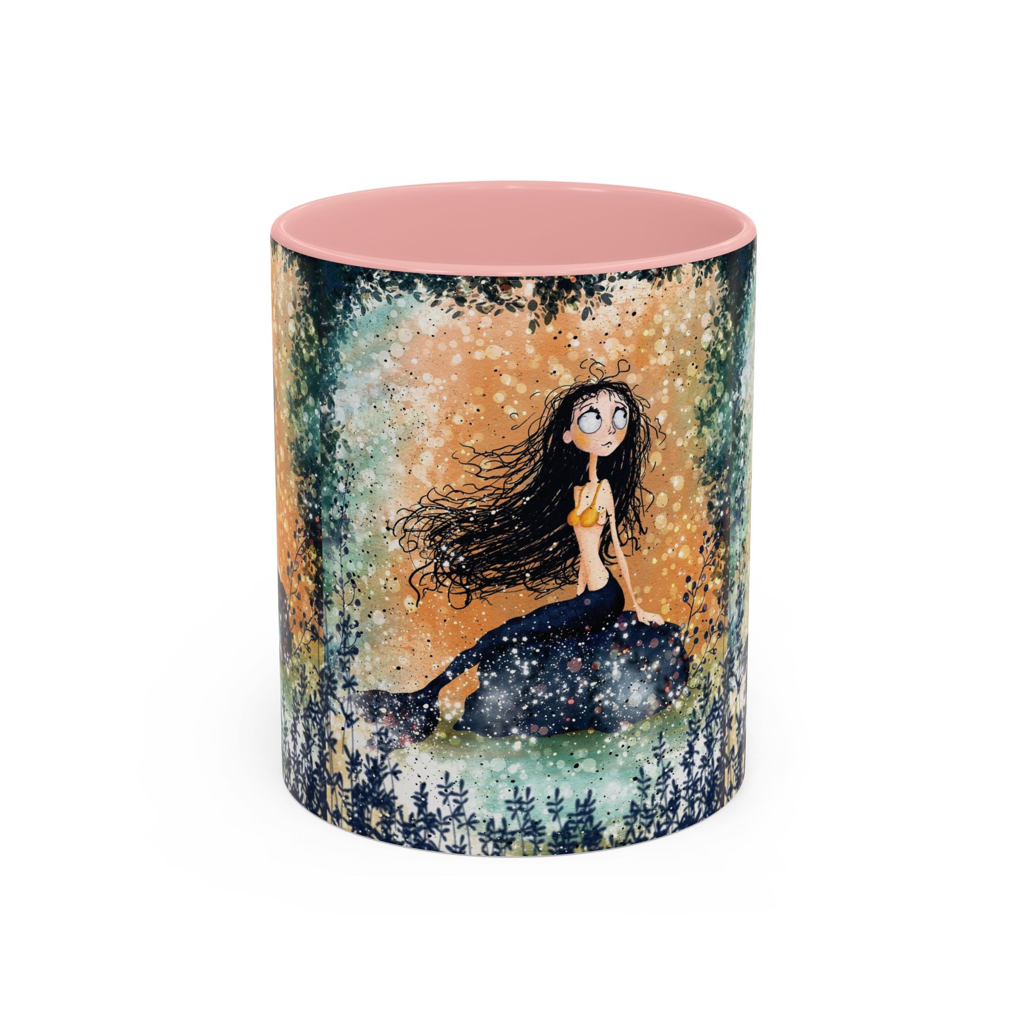Mermaid Nightscape Accent Coffee Mug — Whimsical Ocean Fantasy Art (11/15 oz)