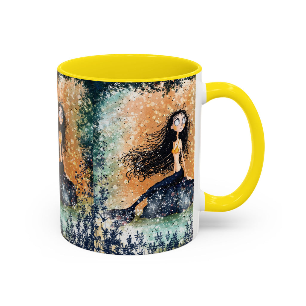 Mermaid Nightscape Accent Coffee Mug — Whimsical Ocean Fantasy Art (11/15 oz)