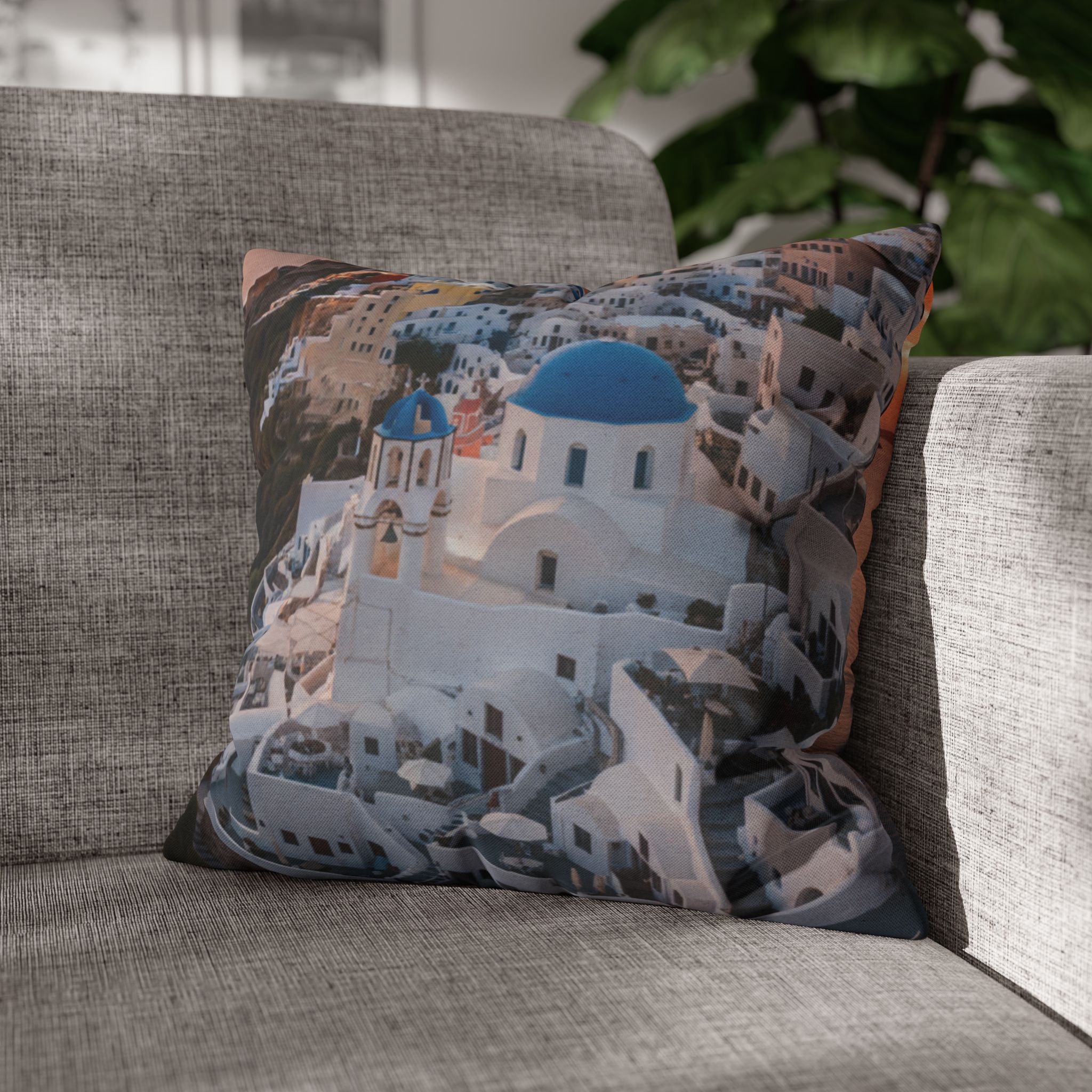 AuraVerde | Santorini Sunset — Decorative Throw Pillow