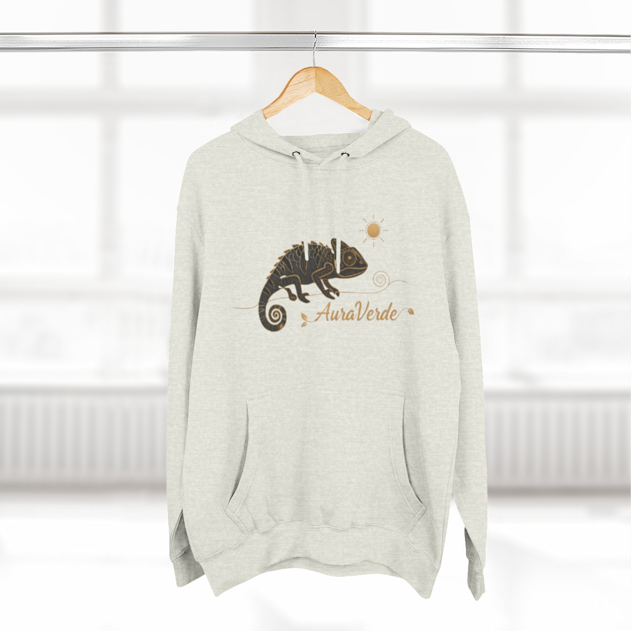 AuraVerde Chameleon Fleece Hoodie | Coastal Nature Unisex Sweatshirt