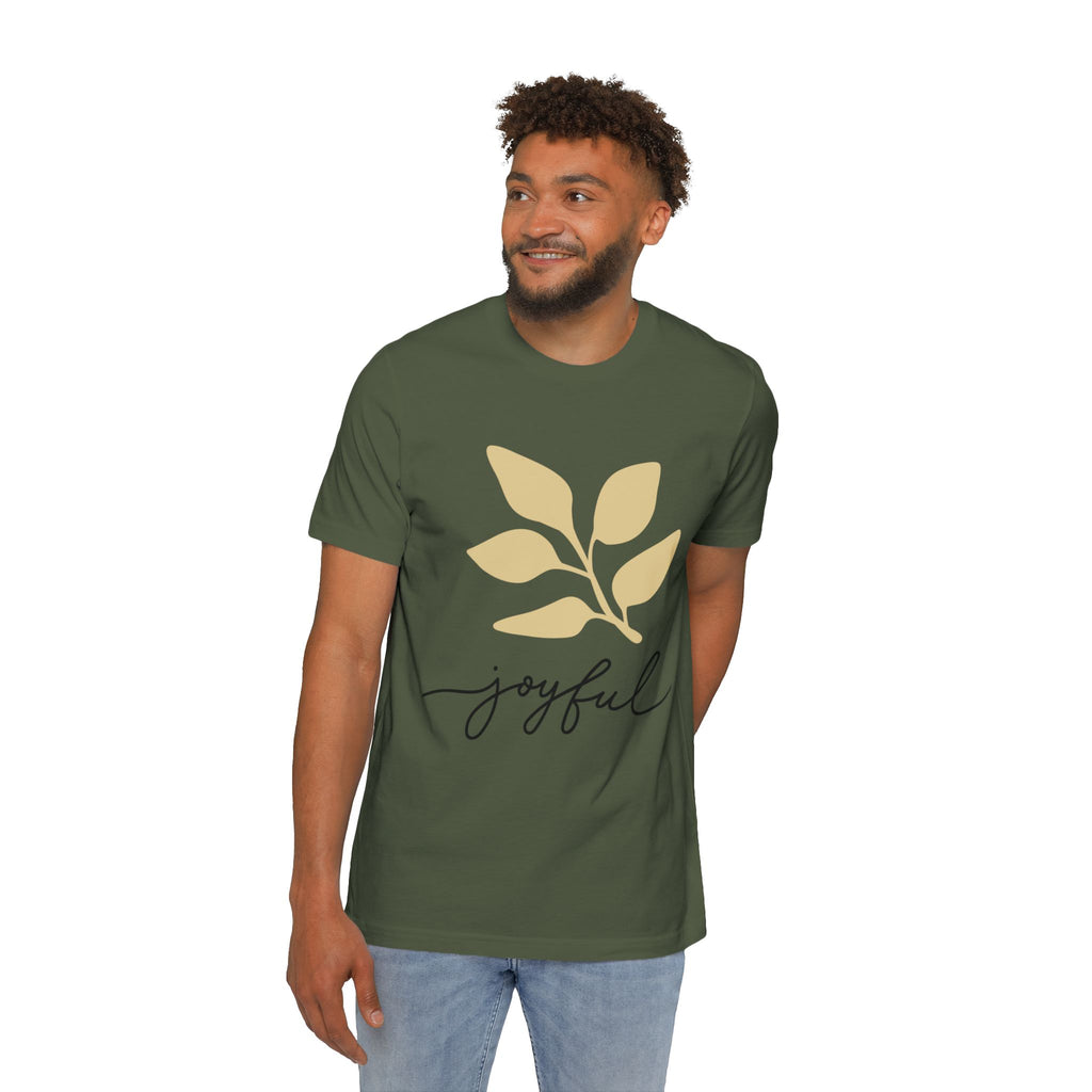 AuraVerde Joyful Leaf Script Tee | Whimsical Nature Graphic Shirt