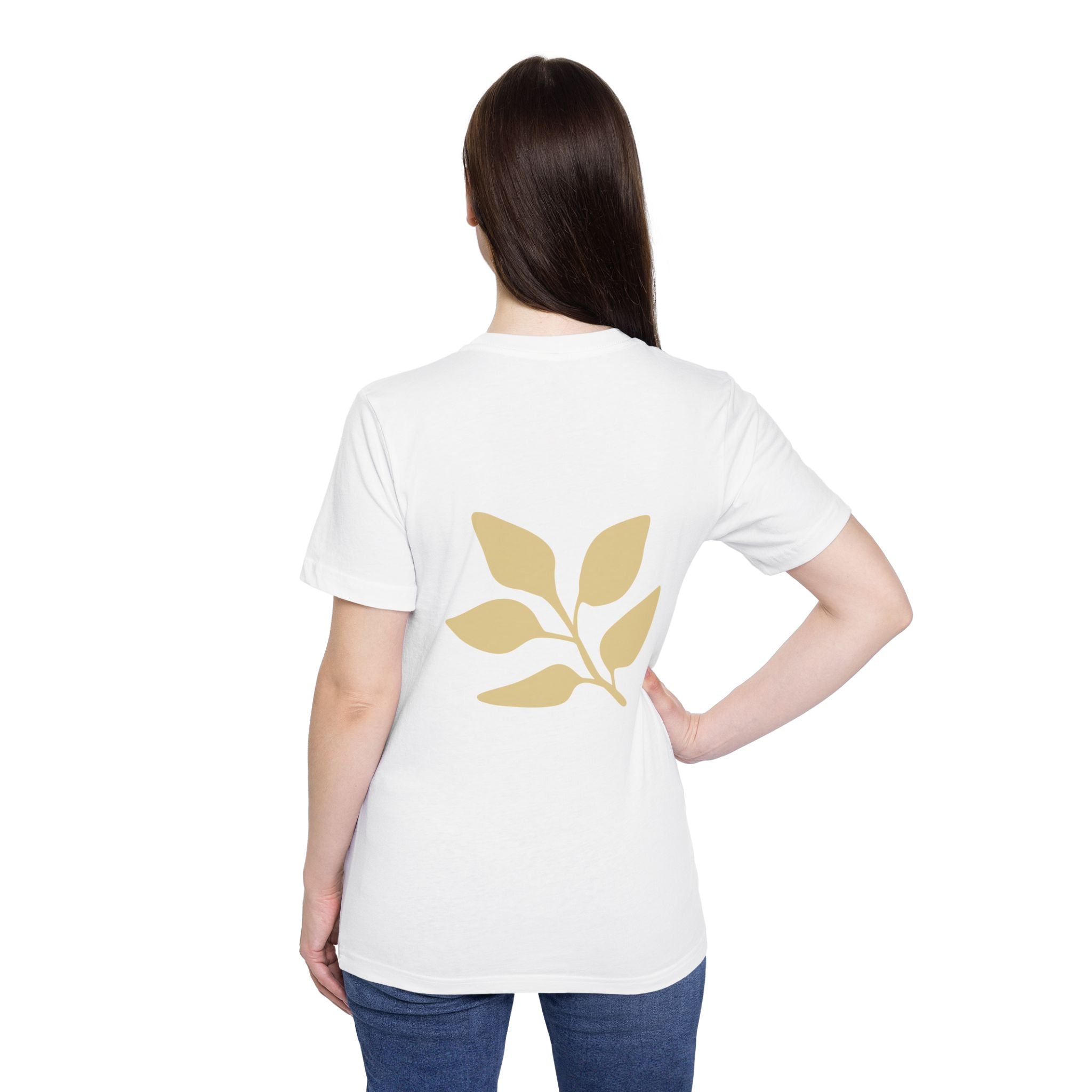 AuraVerde Joyful Leaf Script Tee | Whimsical Nature Graphic Shirt