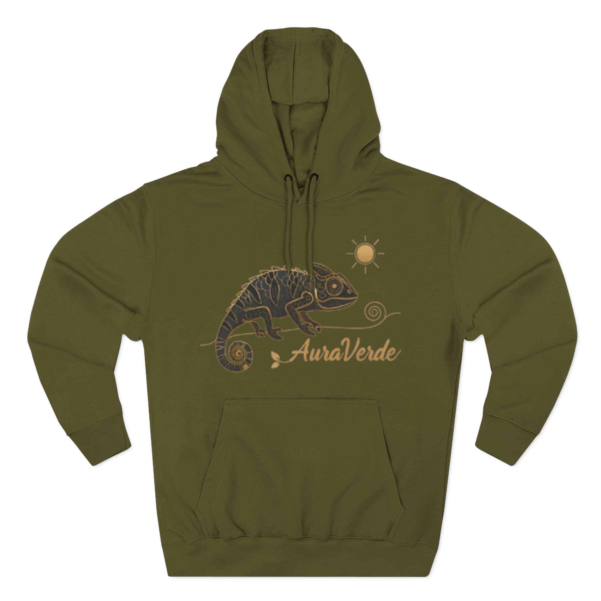 AuraVerde Chameleon Fleece Hoodie | Coastal Nature Unisex Sweatshirt