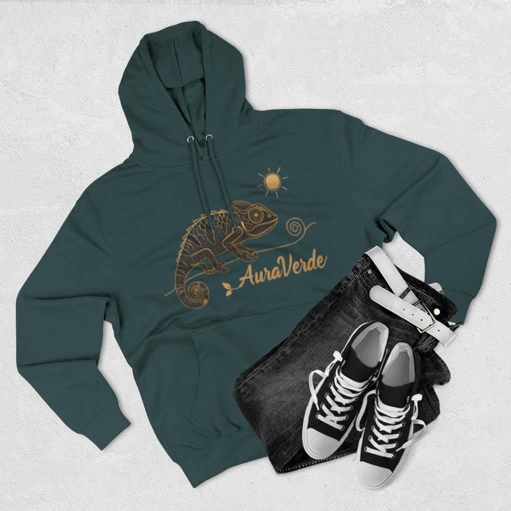 AuraVerde Chameleon Fleece Hoodie | Coastal Nature Unisex Sweatshirt