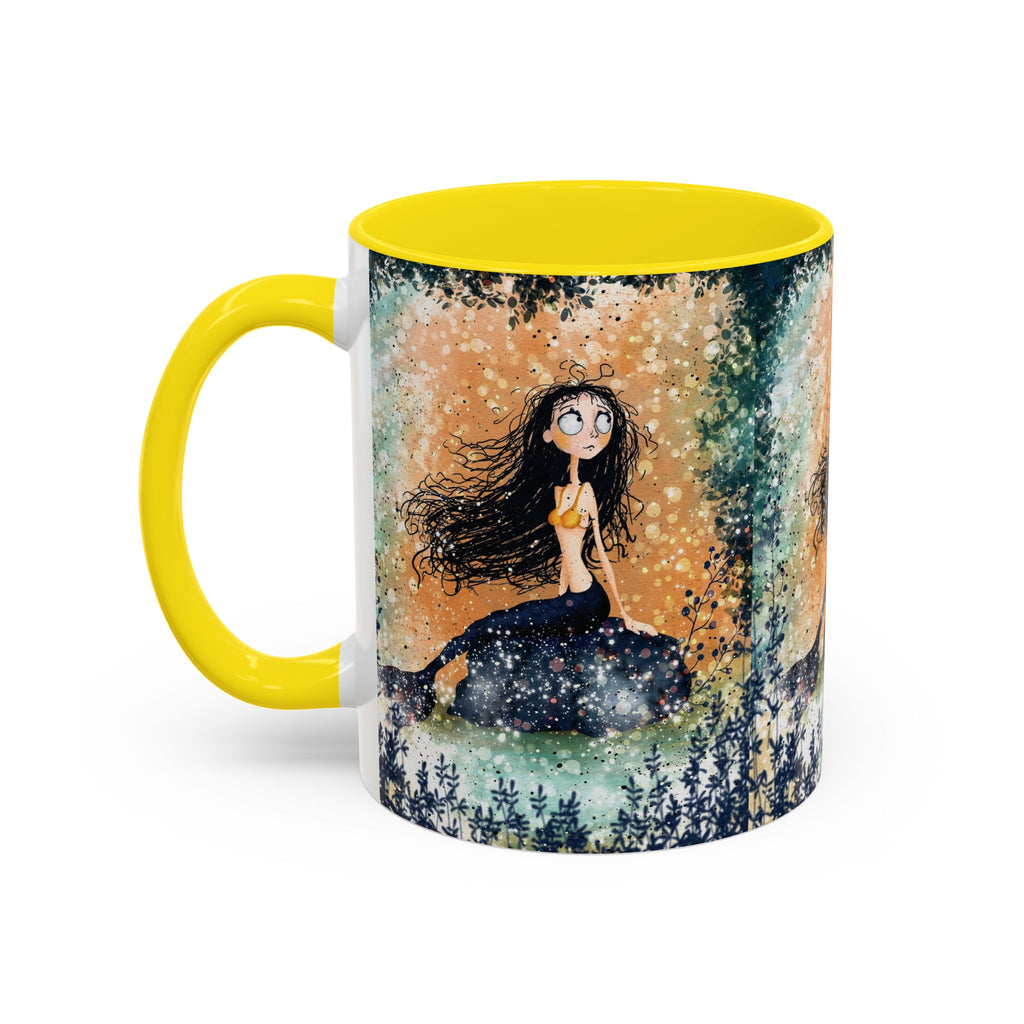 Mermaid Nightscape Accent Coffee Mug — Whimsical Ocean Fantasy Art (11/15 oz)