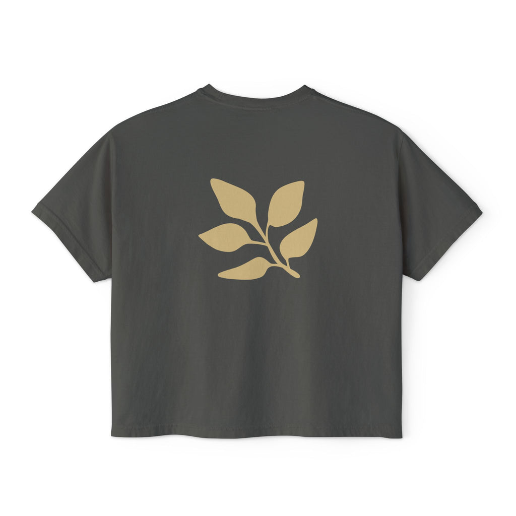 AuraVerde Joyful Leaf Boxy Tee | Oversized Botanical Art Shirt