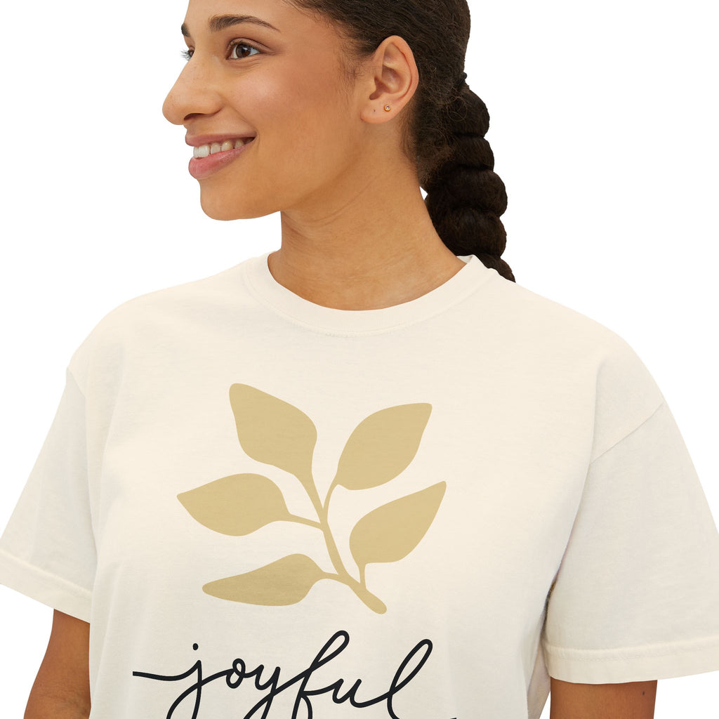 AuraVerde Joyful Leaf Boxy Tee | Oversized Botanical Art Shirt