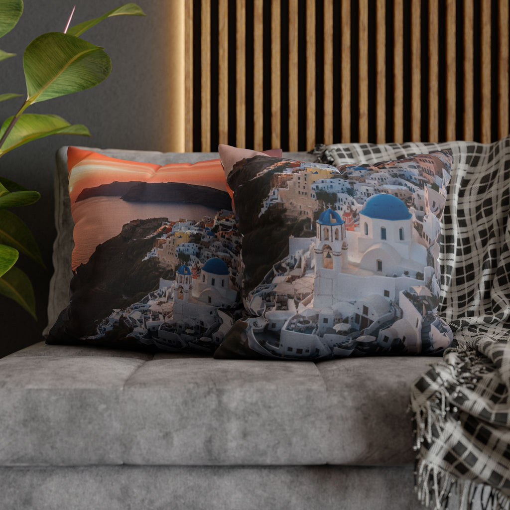AuraVerde | Santorini Sunset — Decorative Throw Pillow