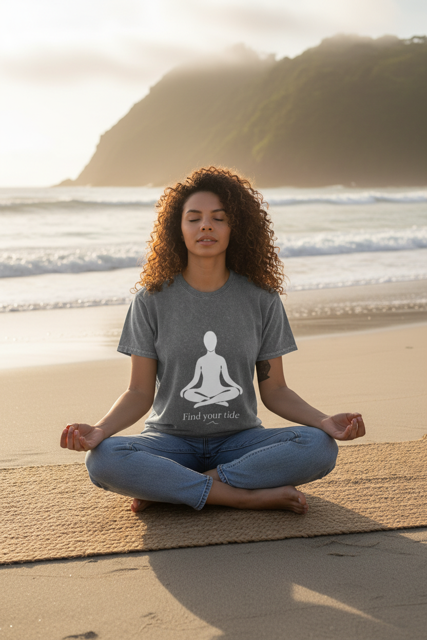 Yoga Meditation Tee — "Find Your Tide" Moisture-Wicking Shirt