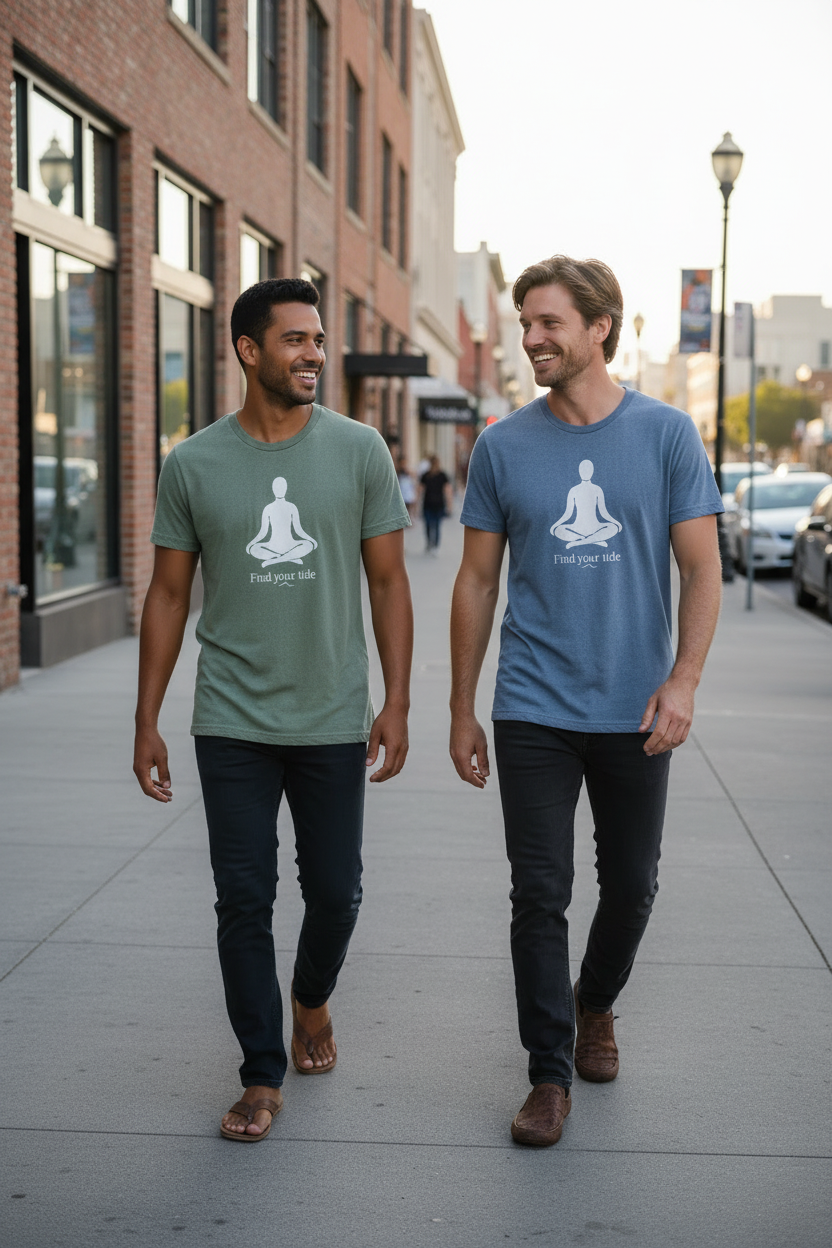 AuraVerde Yoga Meditation Tee | "Find Your Tide" Moisture-Wicking Shirt