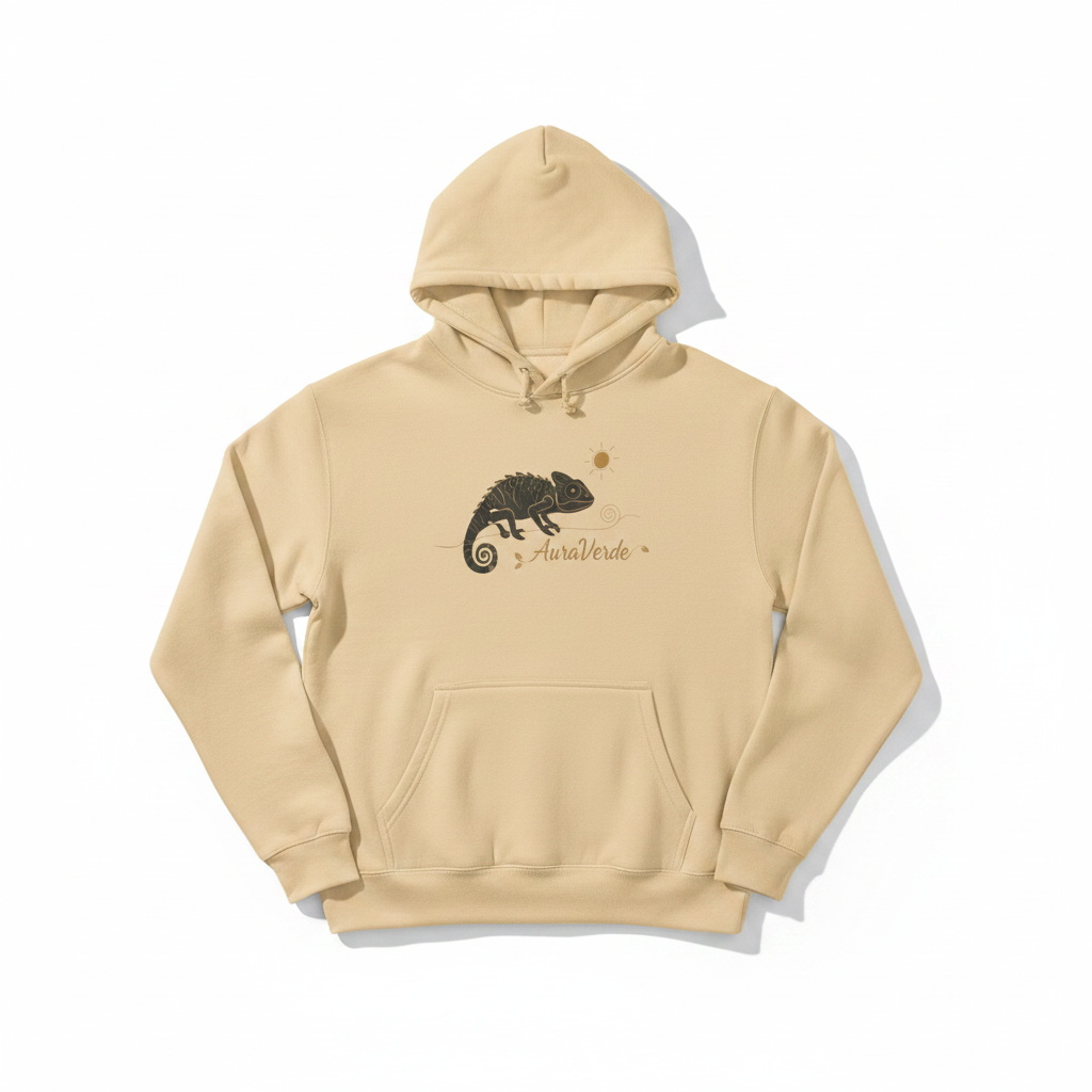 AuraVerde Chameleon Fleece Hoodie | Coastal Nature Unisex Sweatshirt