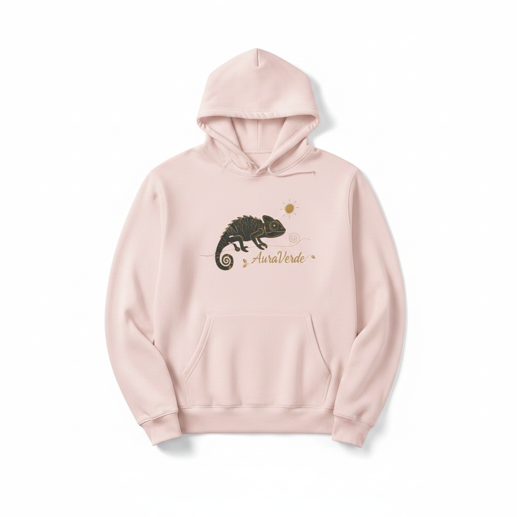 AuraVerde Chameleon Fleece Hoodie | Coastal Nature Unisex Sweatshirt