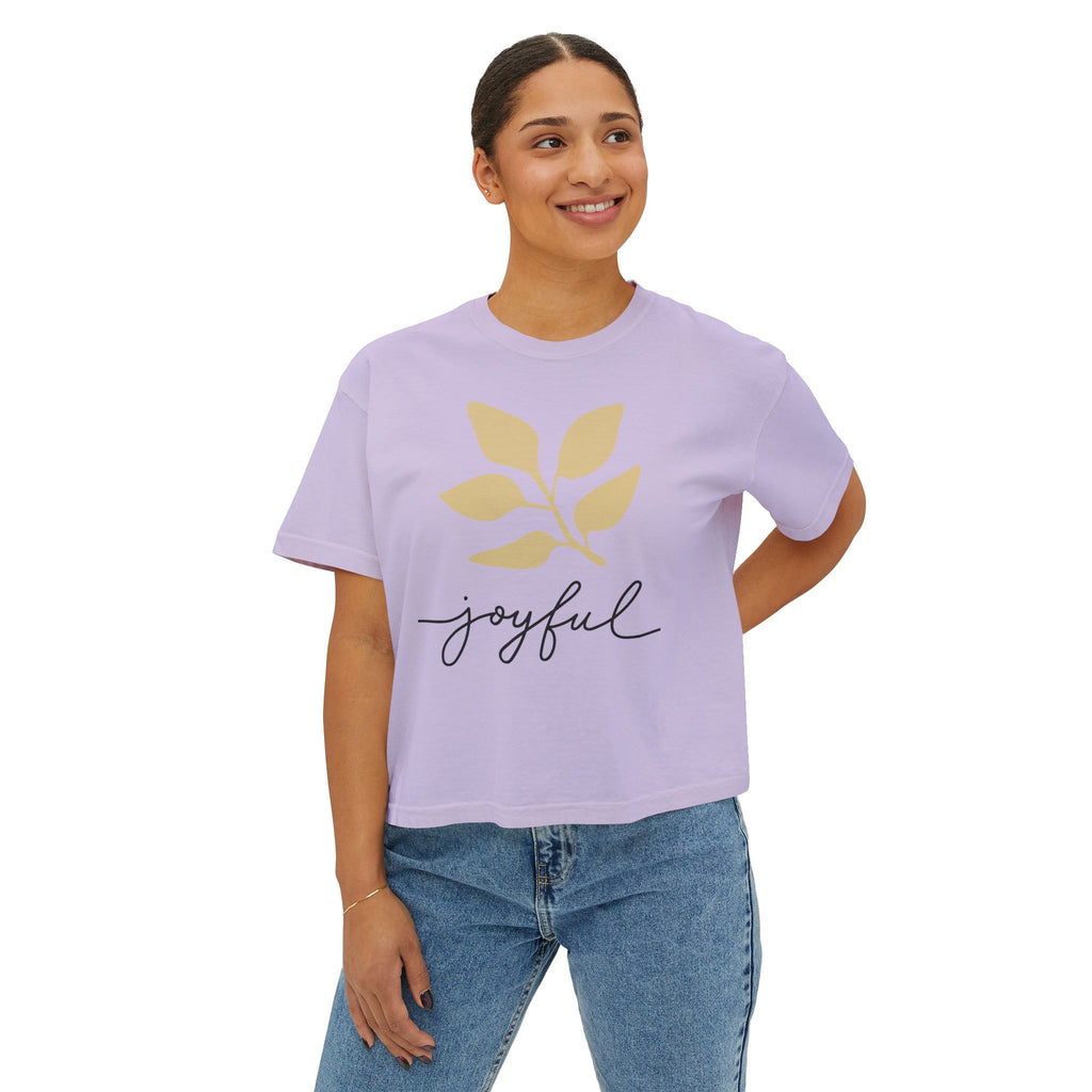 AuraVerde Joyful Leaf Boxy Tee | Oversized Botanical Art Shirt