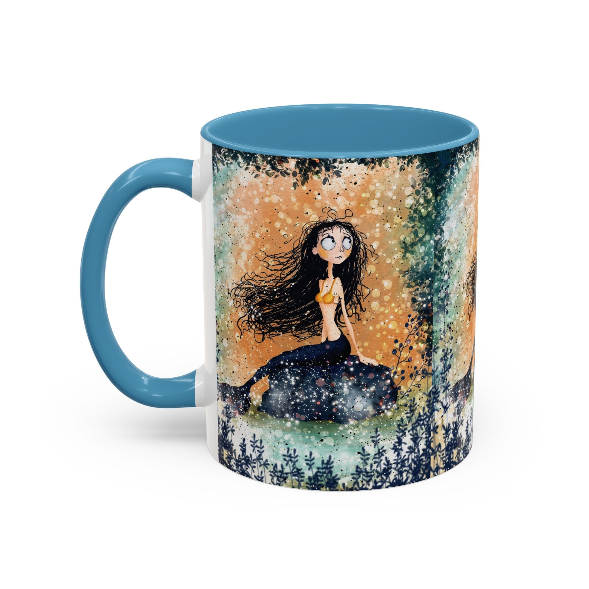Mermaid Nightscape Accent Coffee Mug — Whimsical Ocean Fantasy Art (11/15 oz)