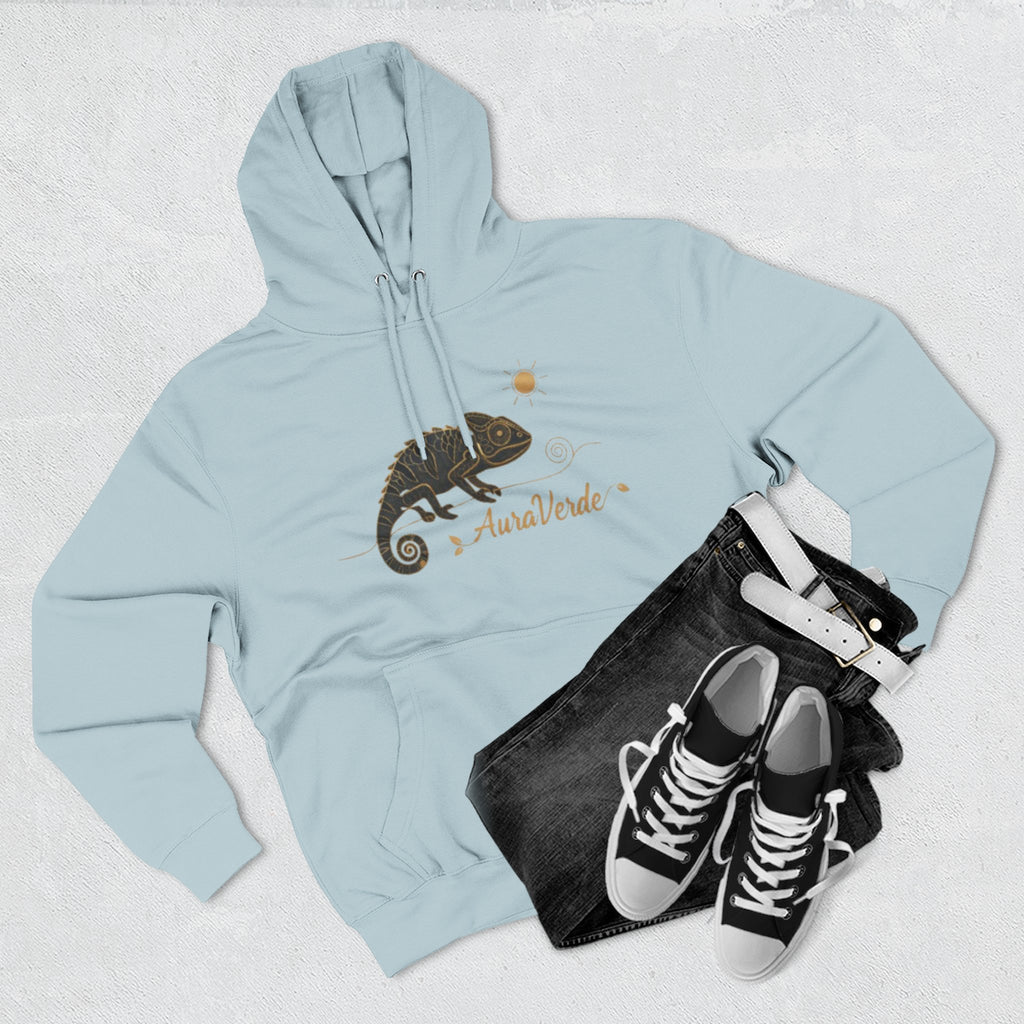 AuraVerde Chameleon Fleece Hoodie | Coastal Nature Unisex Sweatshirt