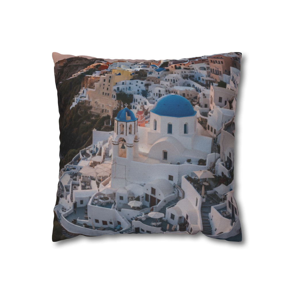 AuraVerde | Santorini Sunset — Decorative Throw Pillow