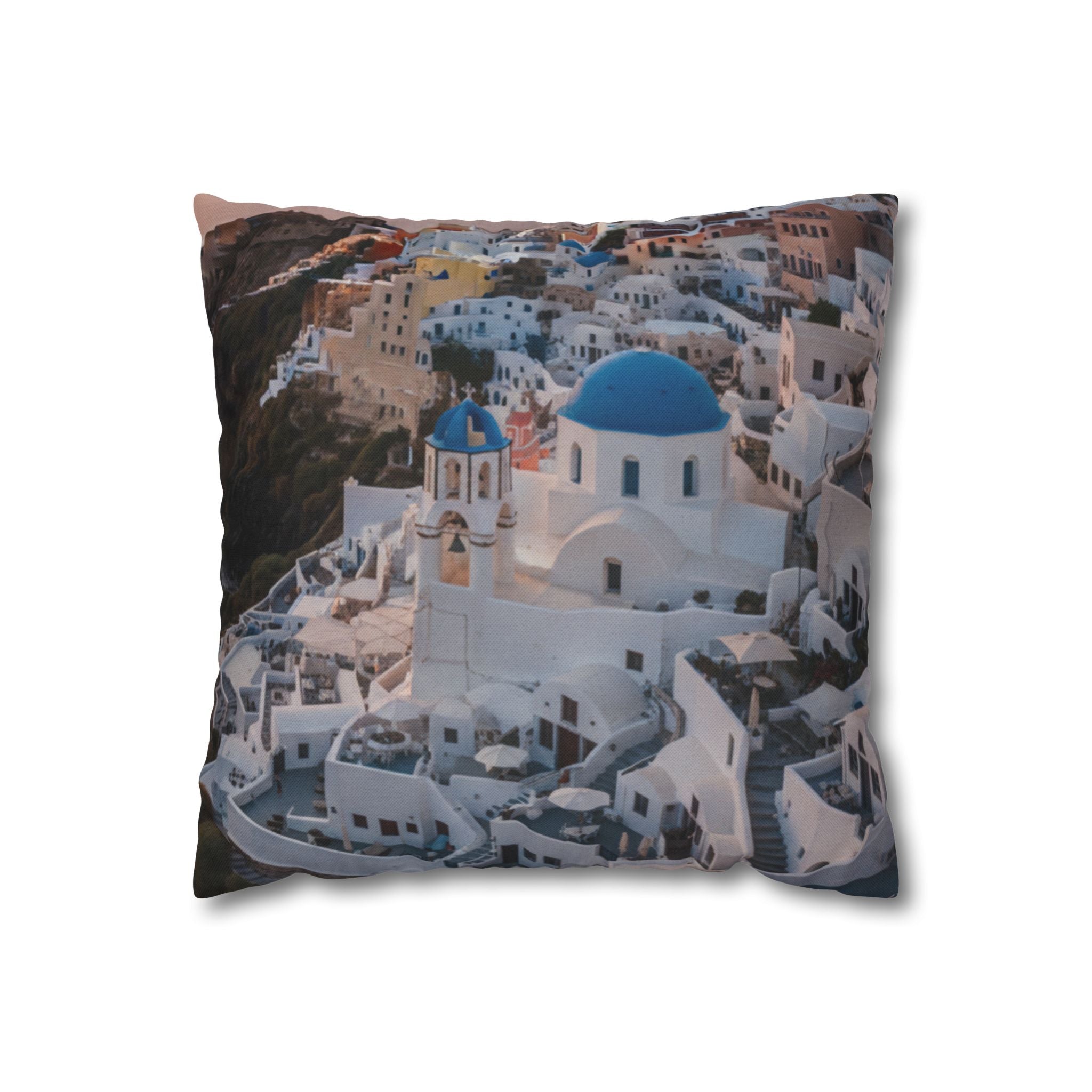 AuraVerde | Santorini Sunset — Decorative Throw Pillow