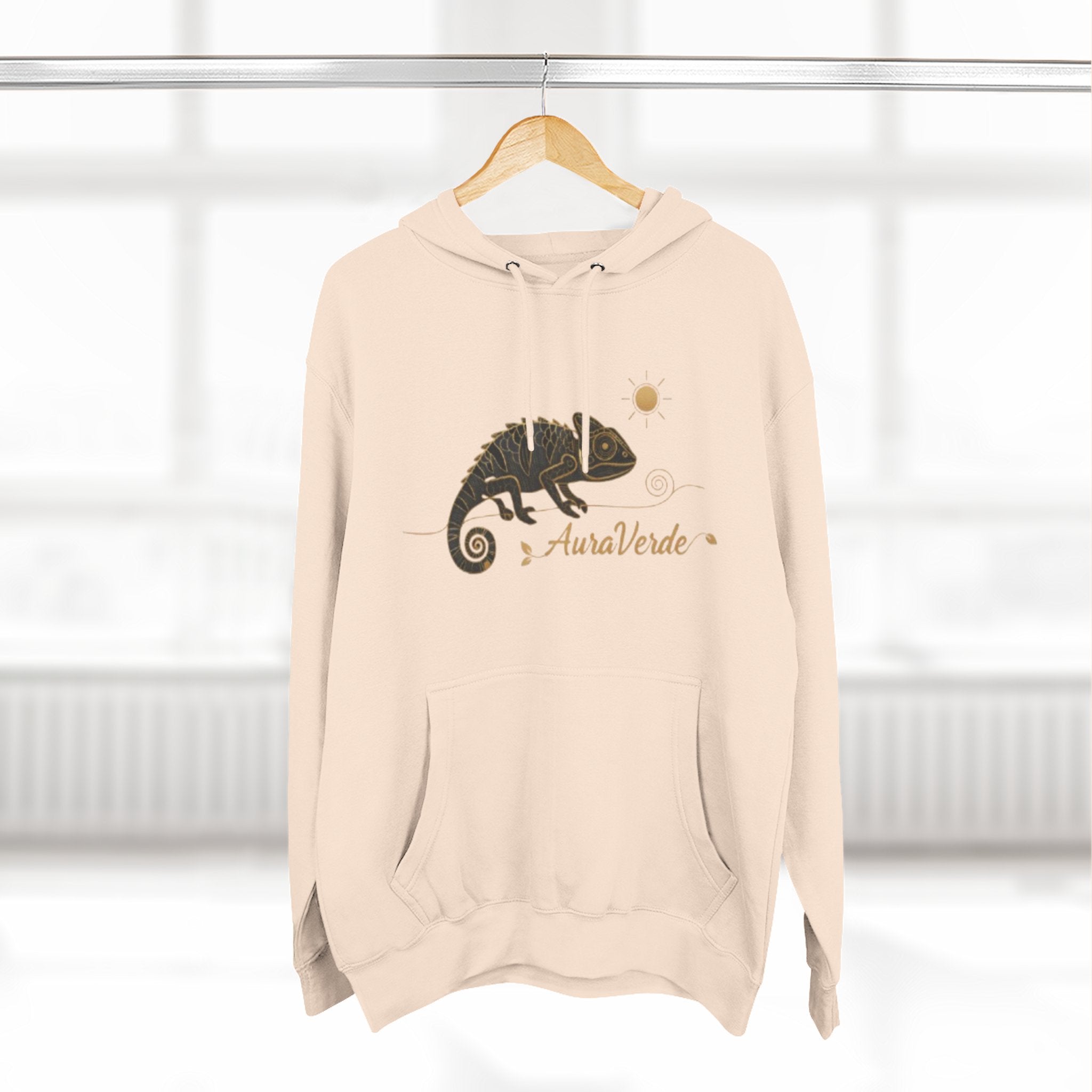 AuraVerde Chameleon Fleece Hoodie | Coastal Nature Unisex Sweatshirt