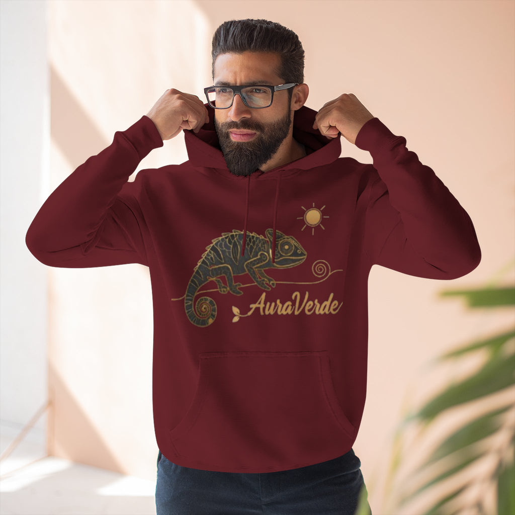 AuraVerde Chameleon Fleece Hoodie | Coastal Nature Unisex Sweatshirt