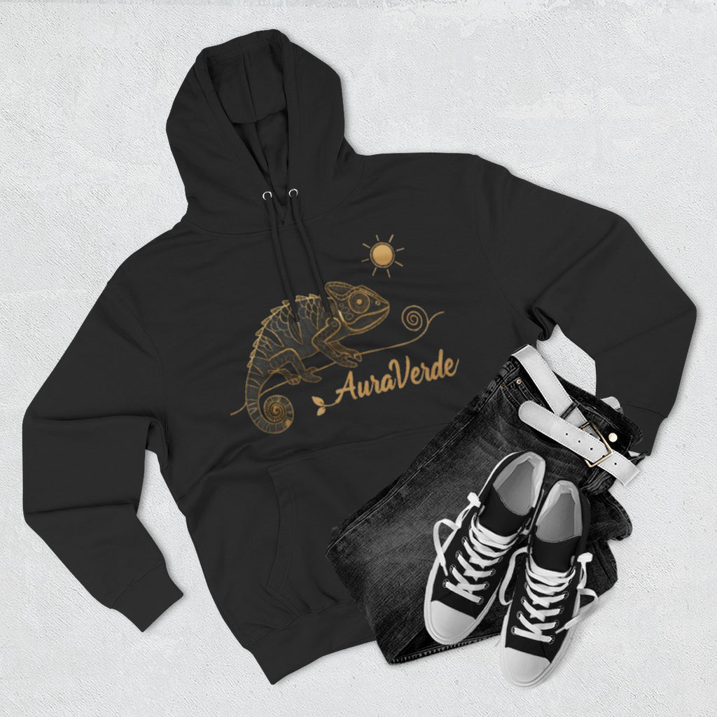 AuraVerde Chameleon Fleece Hoodie | Coastal Nature Unisex Sweatshirt