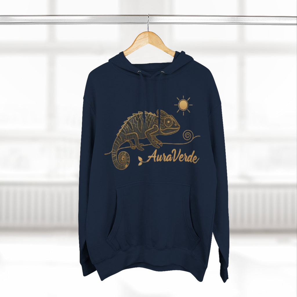 AuraVerde Chameleon Fleece Hoodie | Coastal Nature Unisex Sweatshirt
